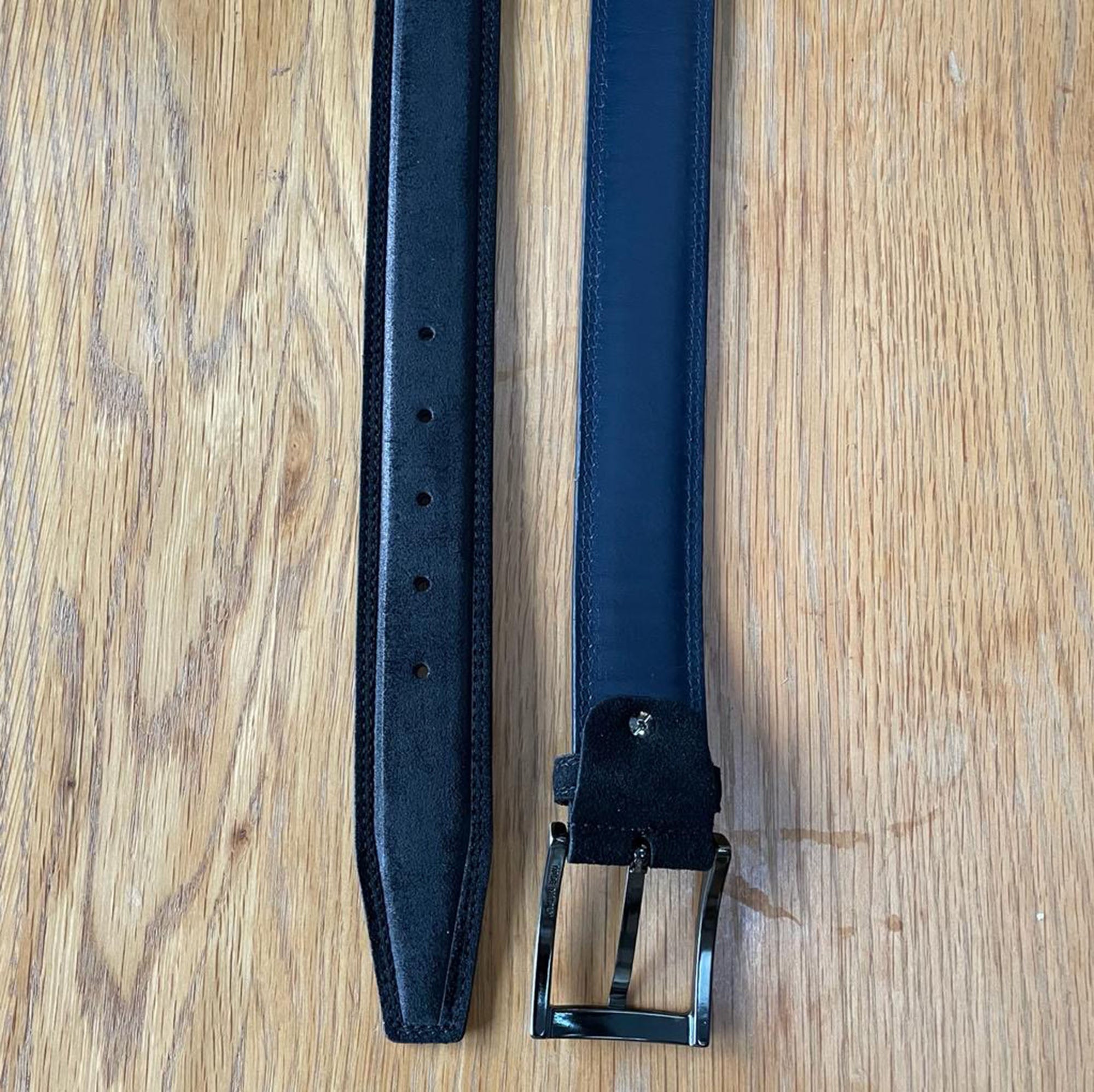 BLACK 40MM DOUBLE STITCHED SUEDE BELT