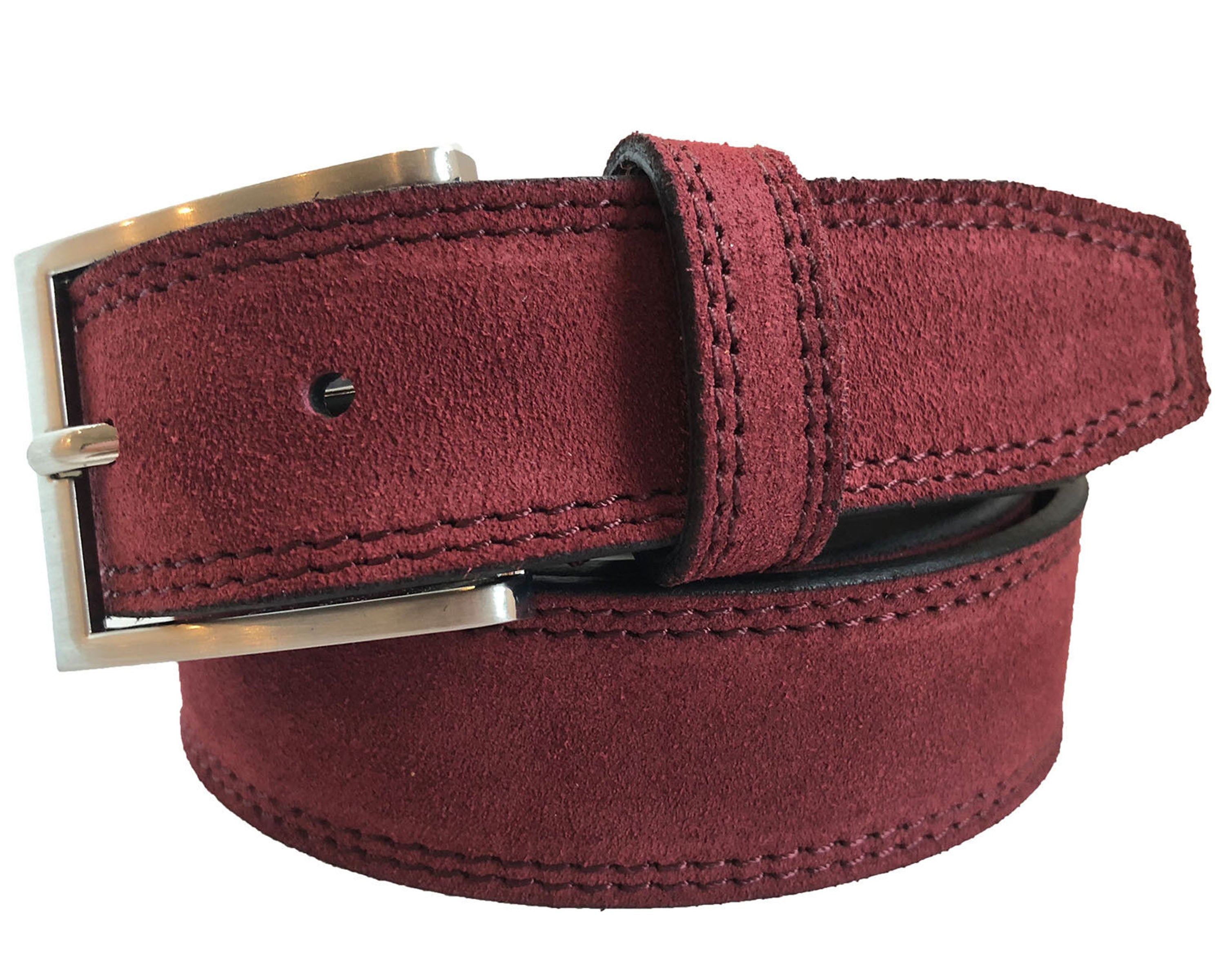PLUS SIZE BURGUNDY SUEDE BELT 35MM XXXL & XXXXL