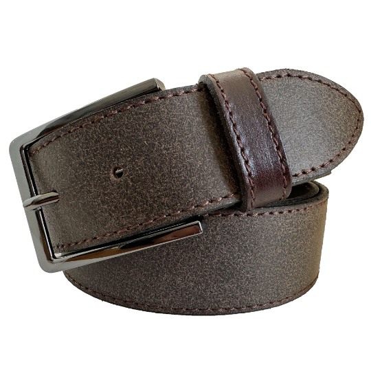 STONE WASHED BROWN CONTRAST LOOP 40MM HIDE LEATHER BELT