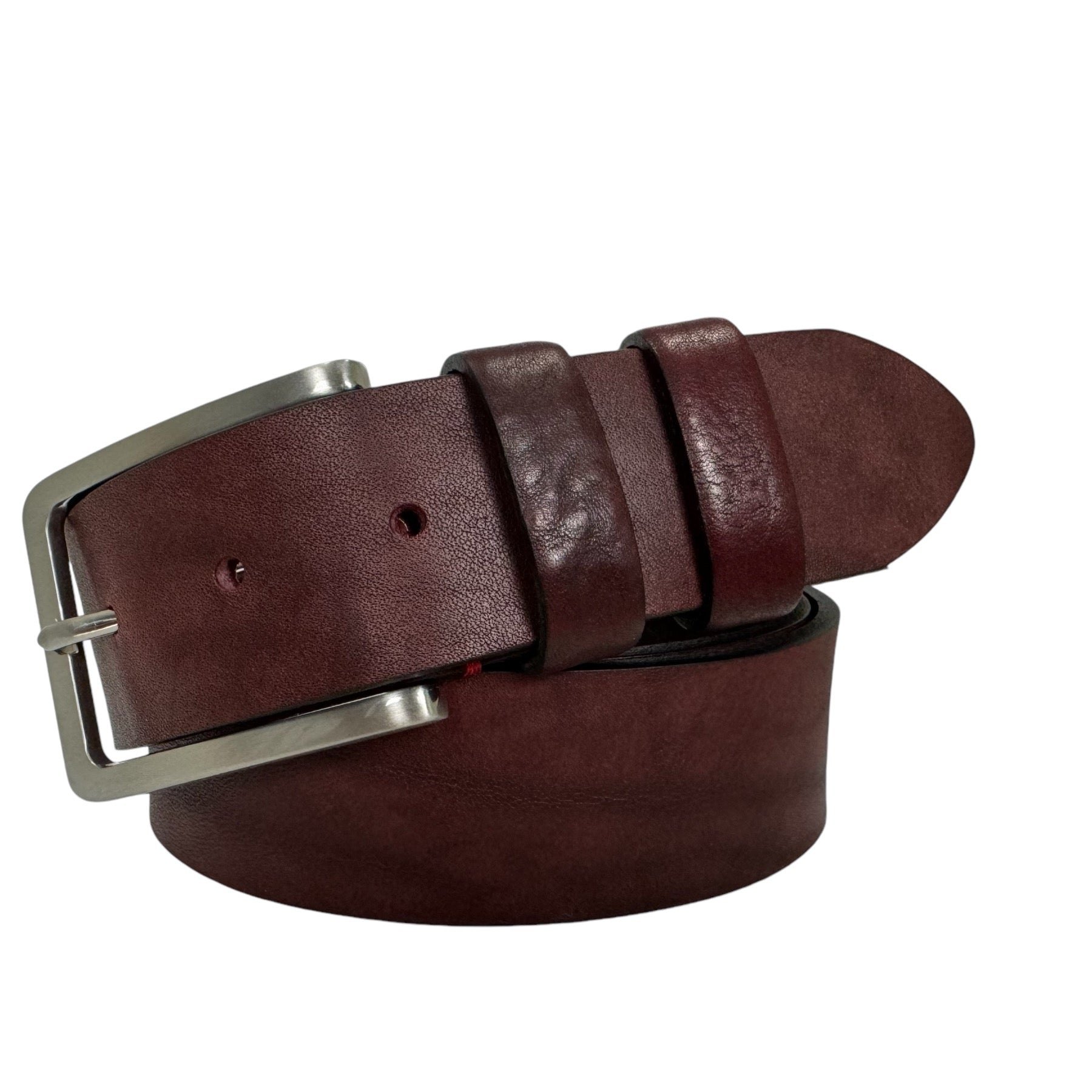 BURGUNDY 40MM MARBLED CLASSIC HIDE LEATHER BELT