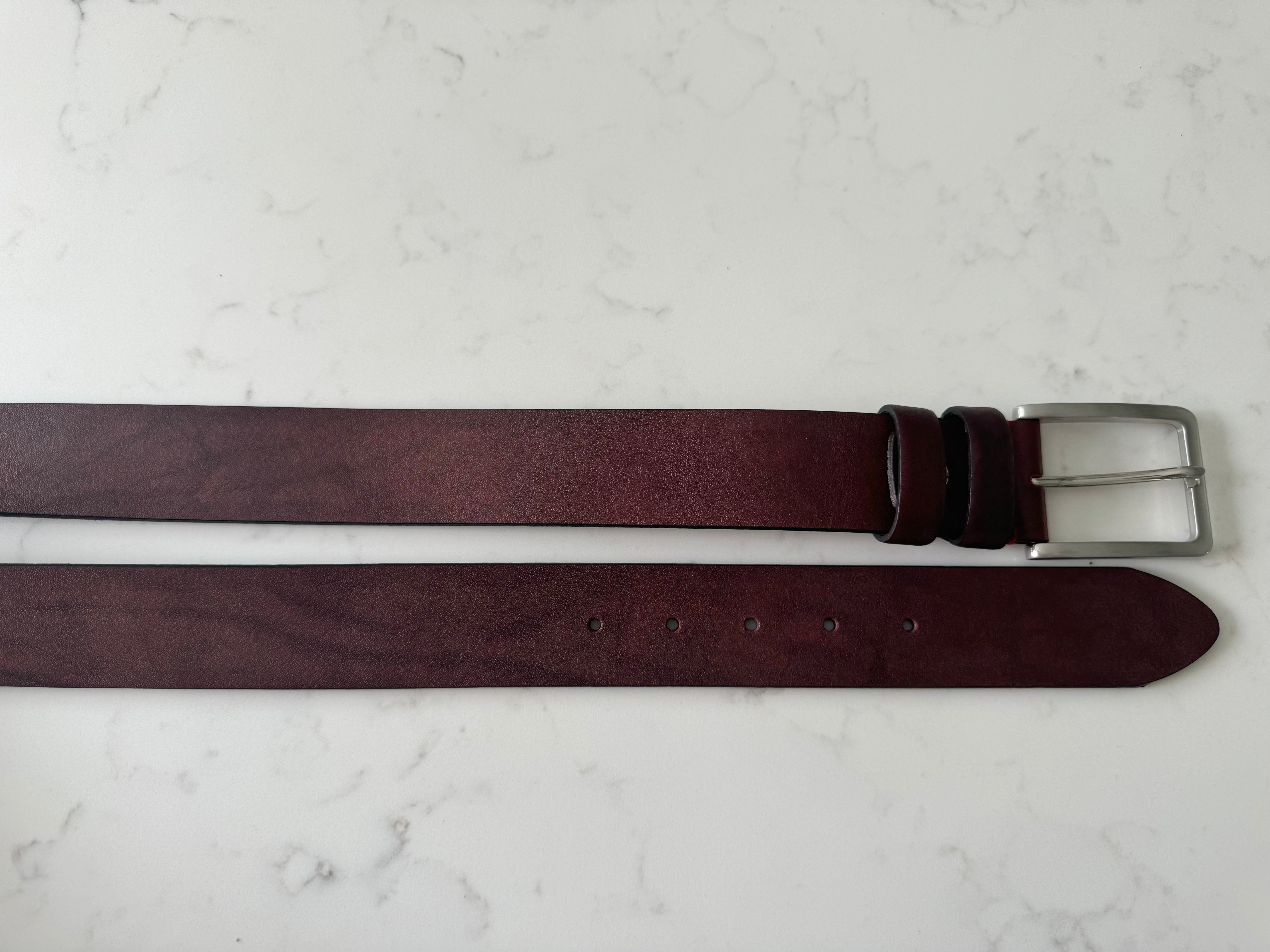 BURGUNDY 40MM MARBLED CLASSIC HIDE LEATHER BELT