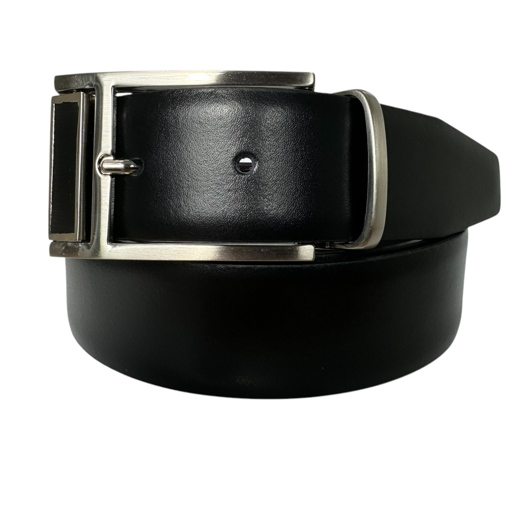 BLACK & BROWN REVERSIBLE CALF LEATHER BELT