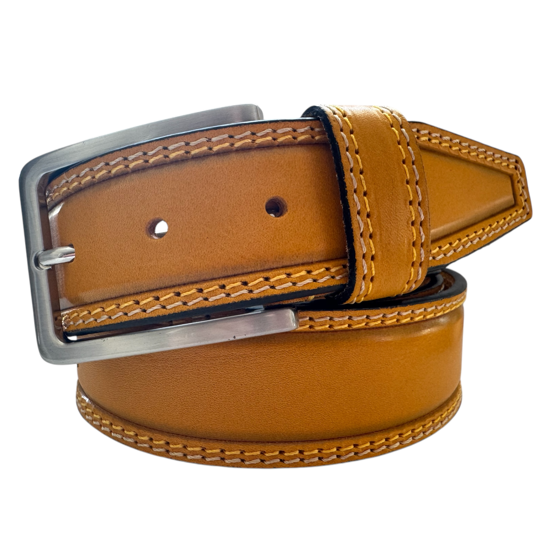 WARM YELLOW DOUBLE STITCHED 40MM CLASSIC HIDE LEATHER BELT