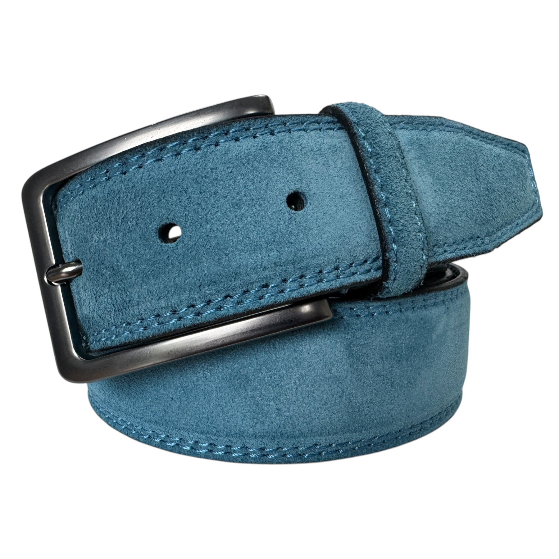 MARE BLUE 40MM DOUBLE STITCHED SUEDE BELT