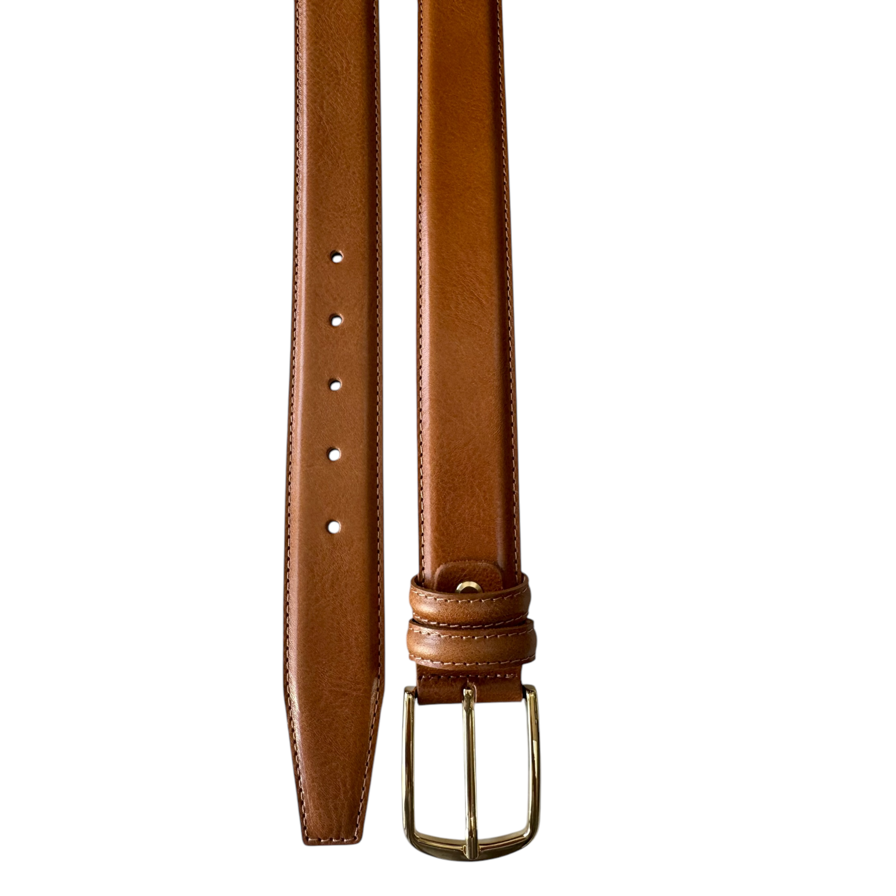 CLASSIC HONEY TAN CALF LEATHER BELT GOLD BUCKLE -35MM