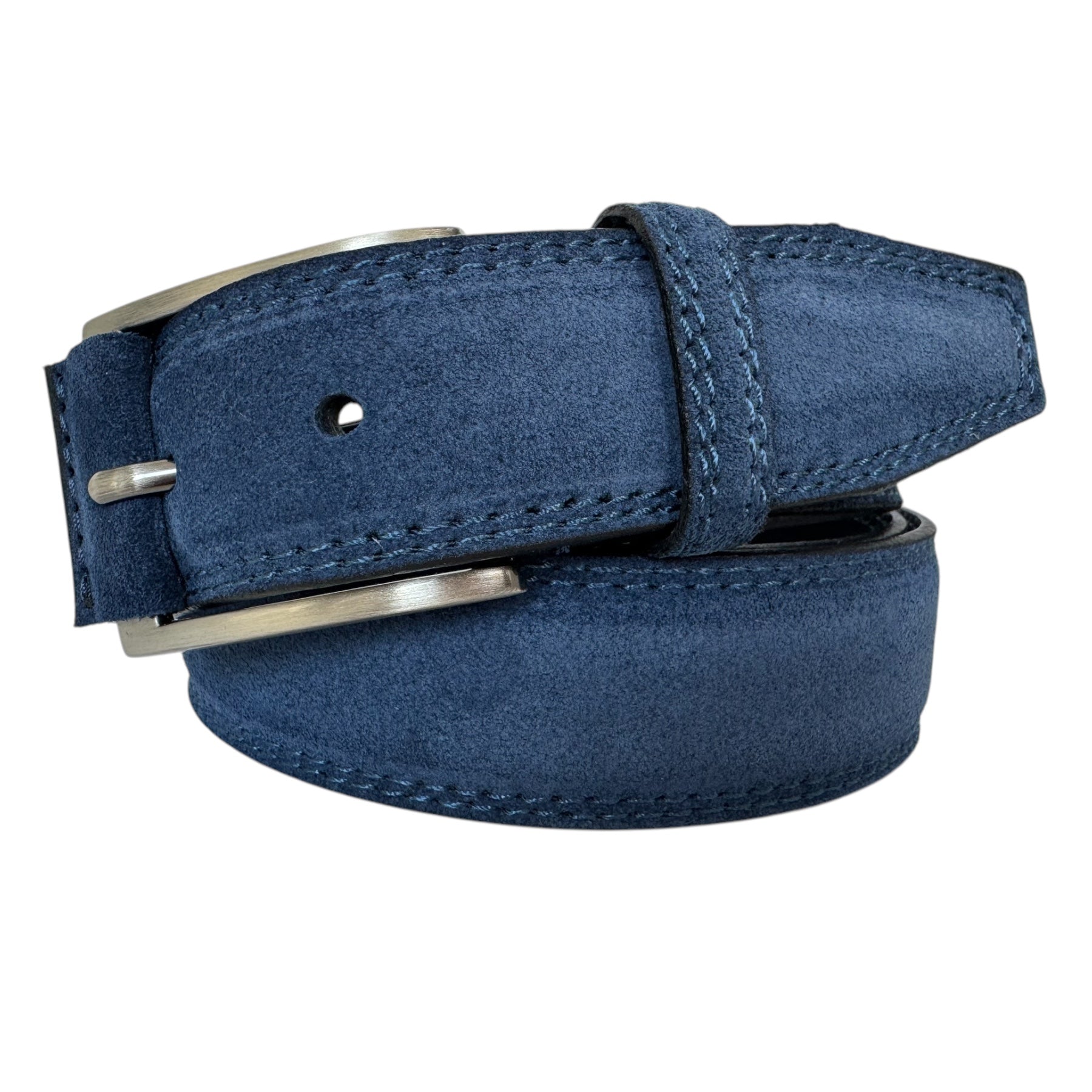 TONAL STITCH BLUE SUEDE BELT 35MM