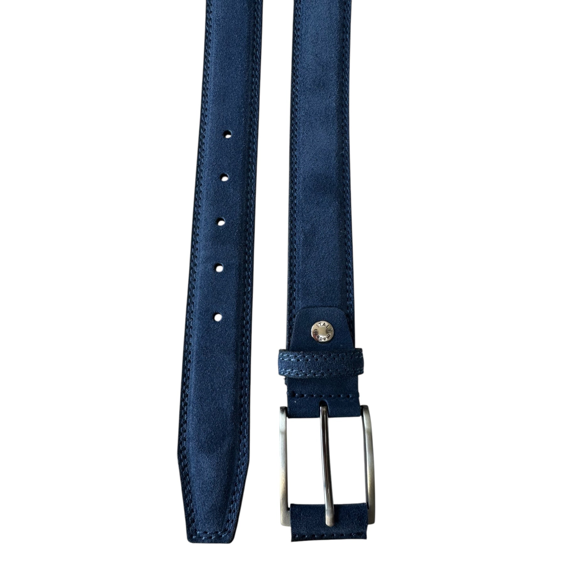 TONAL STITCH BLUE SUEDE BELT 35MM