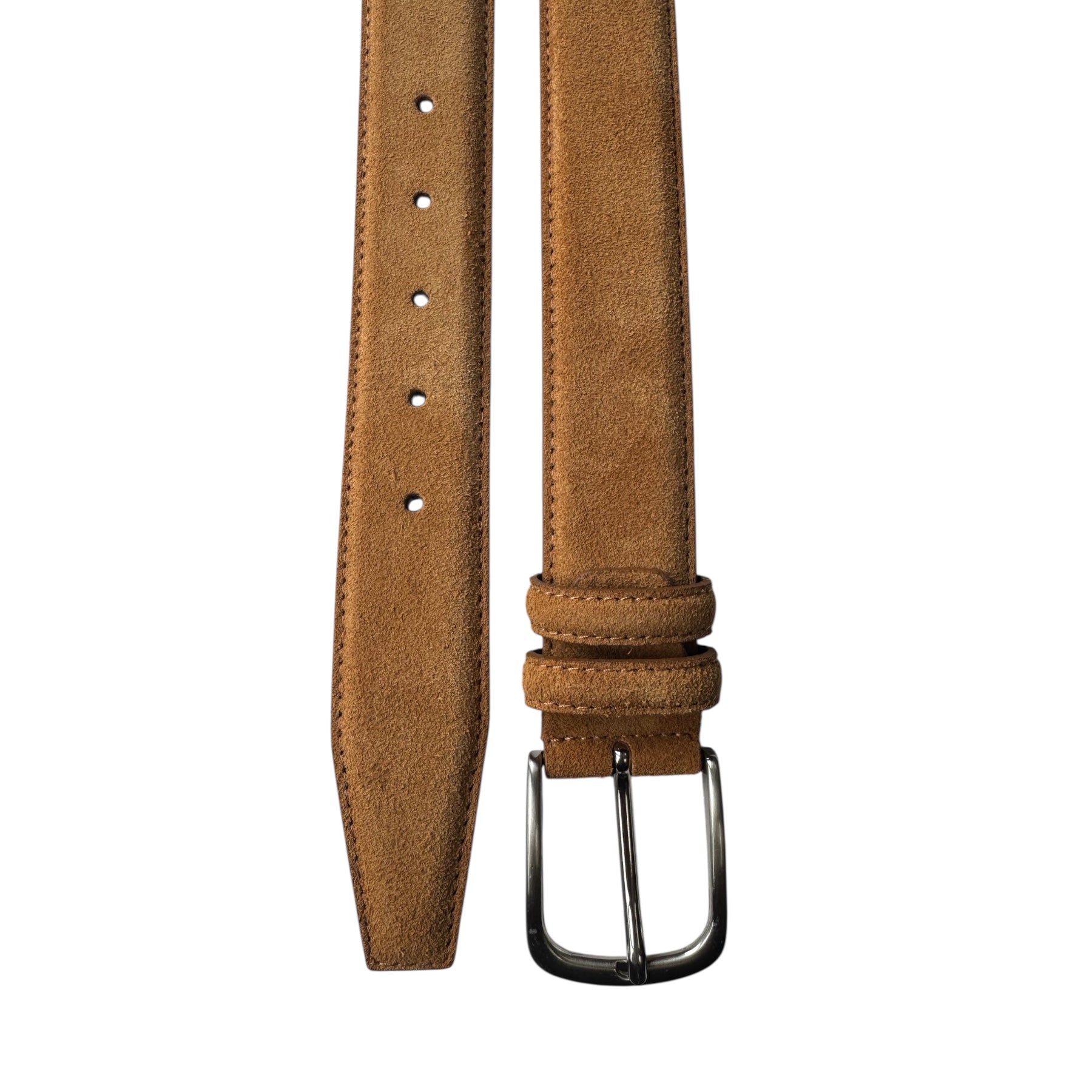 SAND TAN SUEDE BELT DOUBLE LOOP 35MM