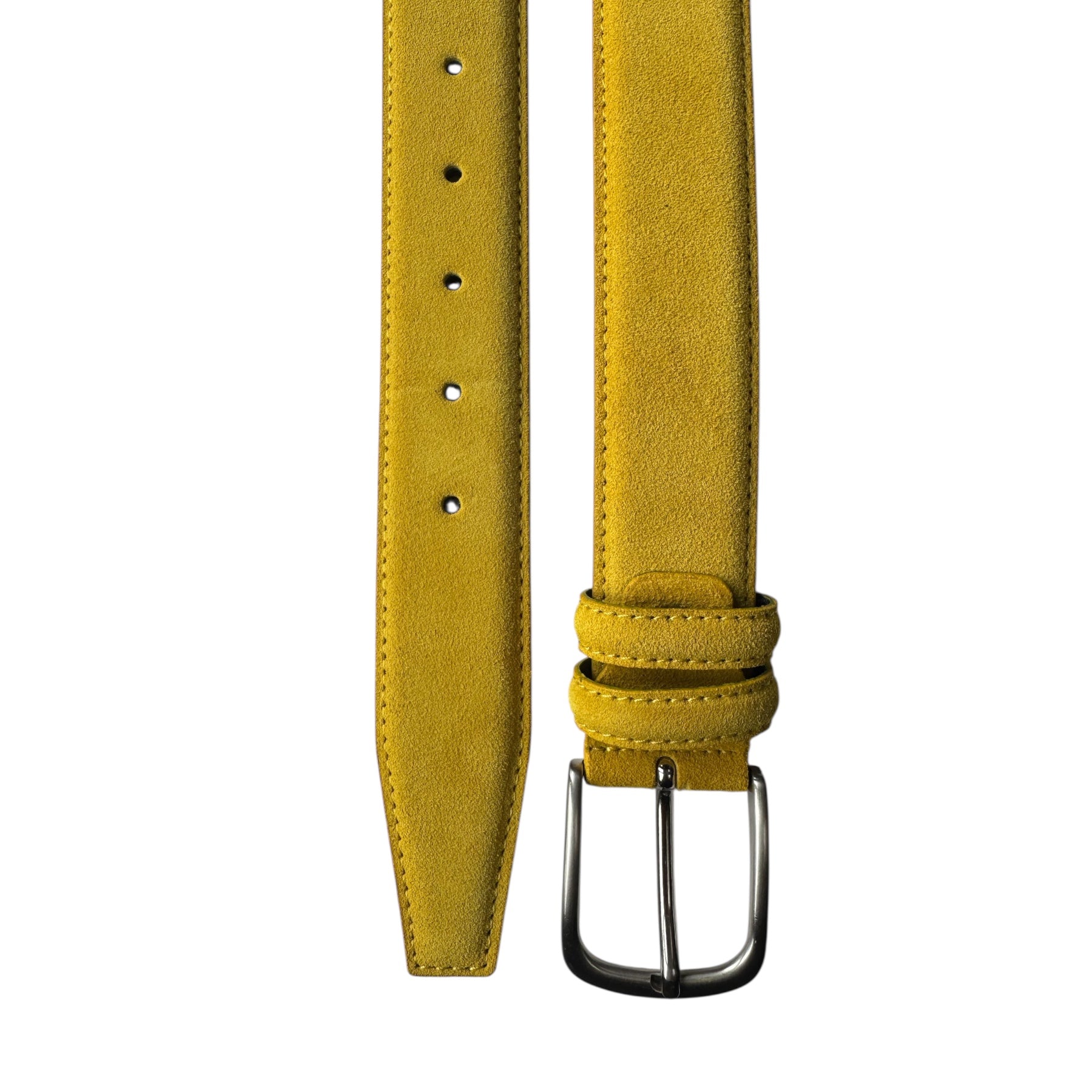 MUSTARD YELLOW SUEDE BELT DOUBLE LOOP 35MM