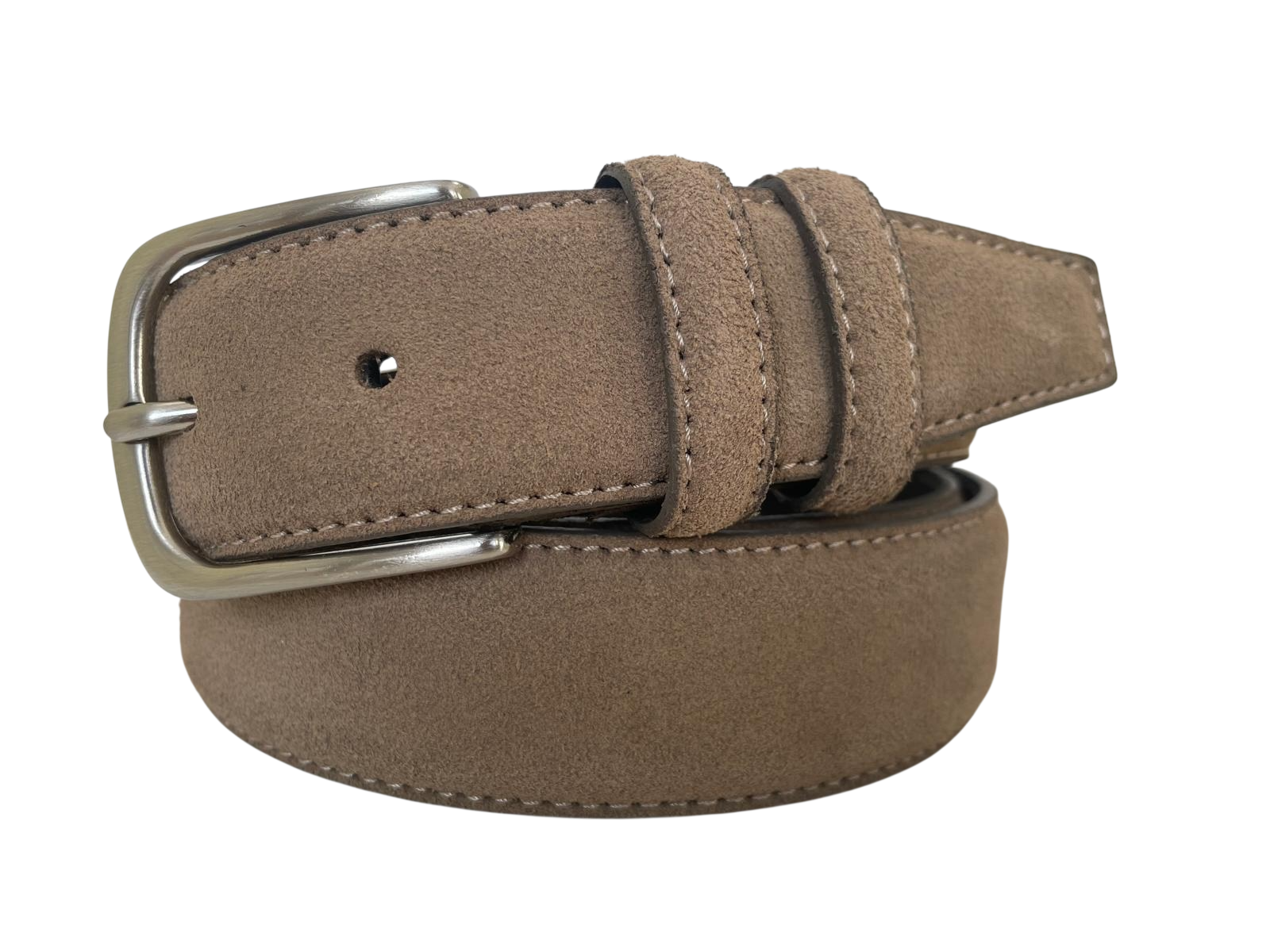 WARM DARK BEIGE SUEDE BELT 35MM