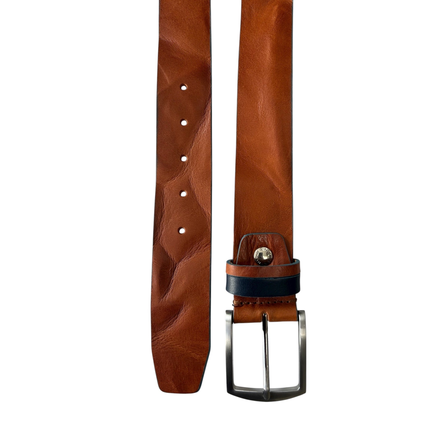 TAN DISTRESSED HIDE WITH CONTRAST LOOP 40MM LEATHER BELT