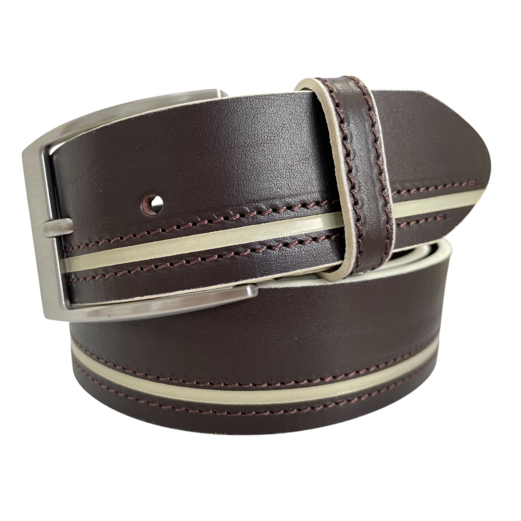 BROWN HIDE HAND PAINTED LEATHER BELT