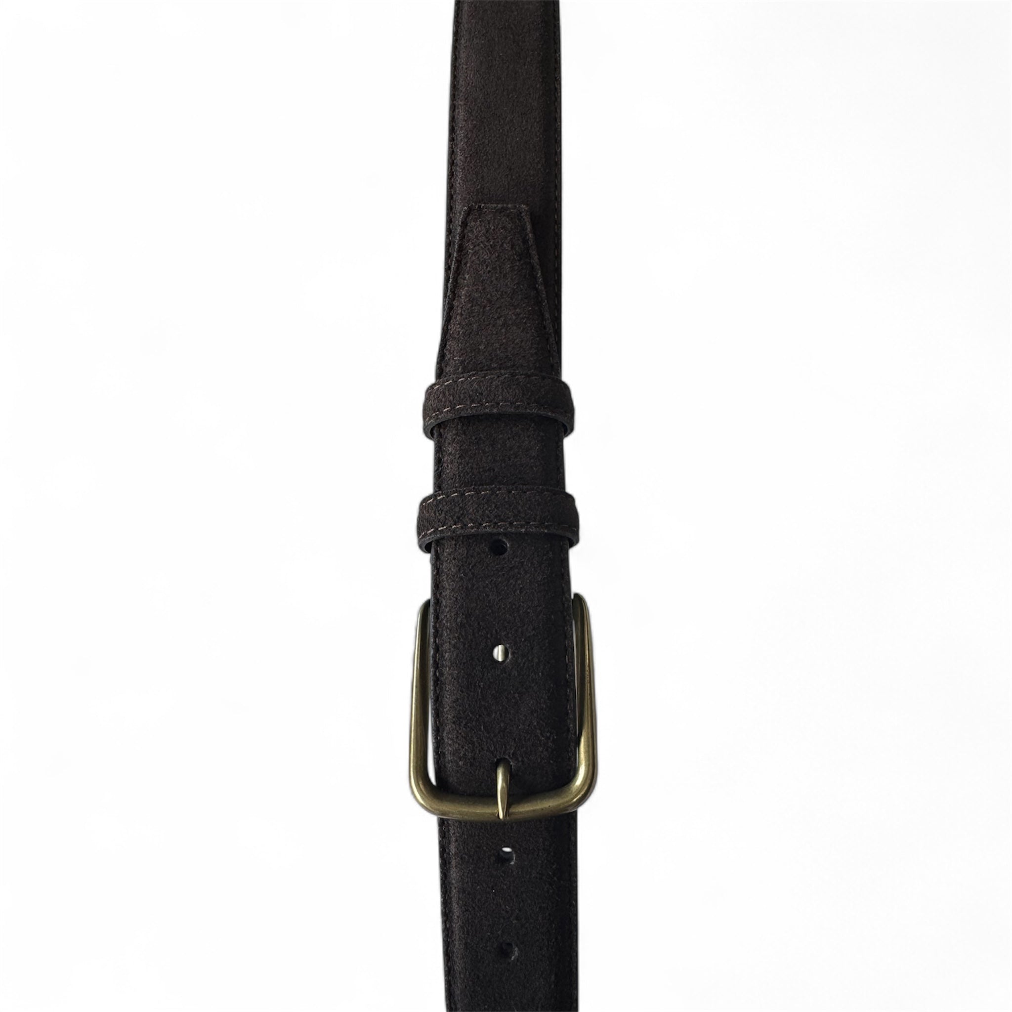 BROWN SUEDE BELT BRASS TONE BUCKLE