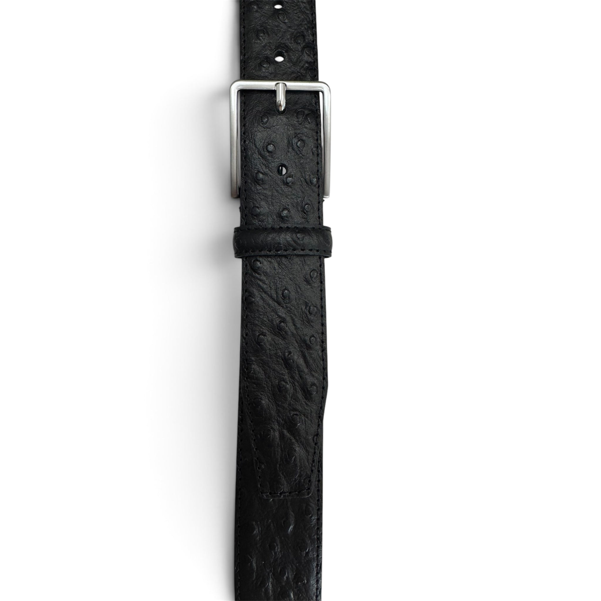 BLACK OSTRICH PRINT LETHER BELT 35MM