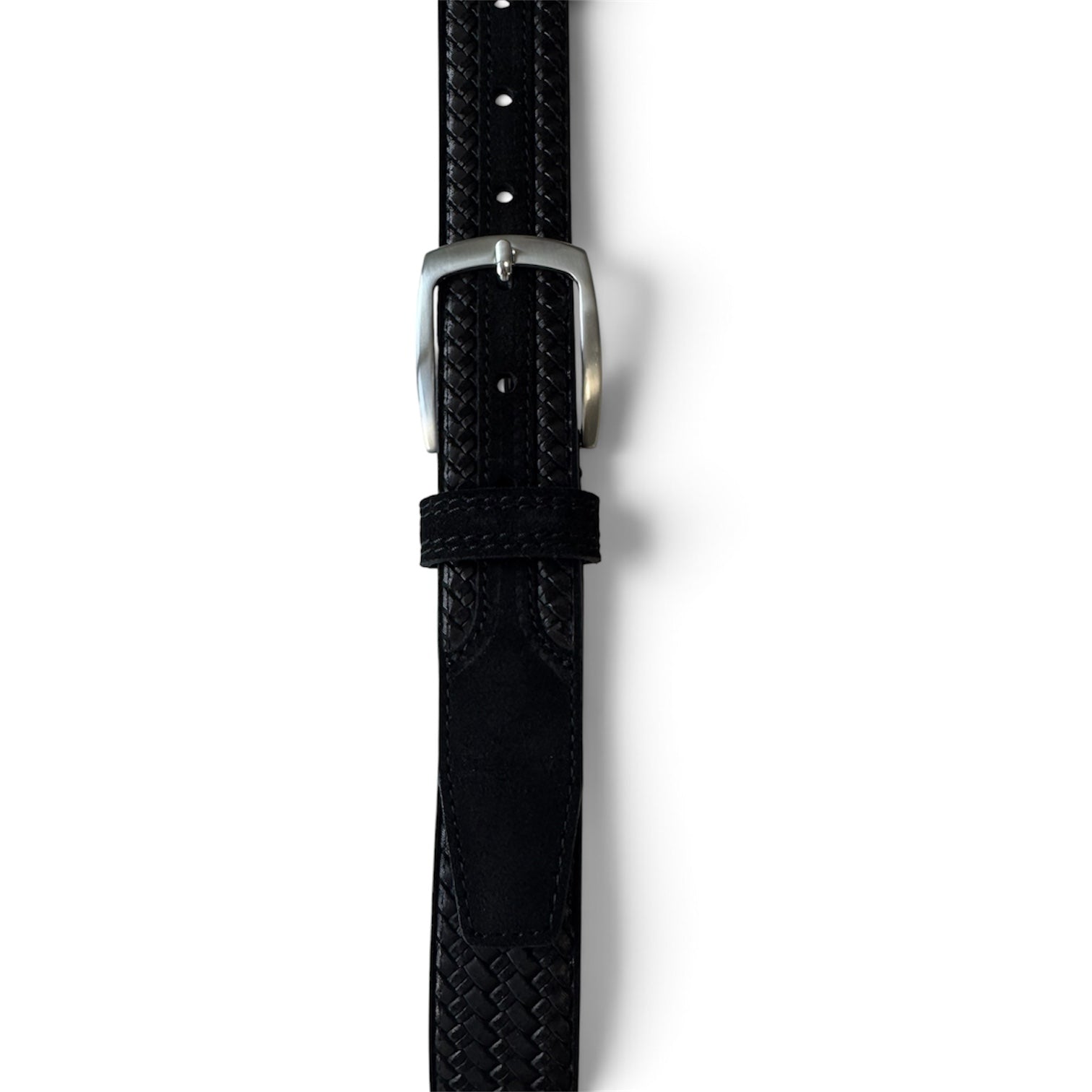 BLACK WEAVE EMBOSSED SUEDE BELT 35MM