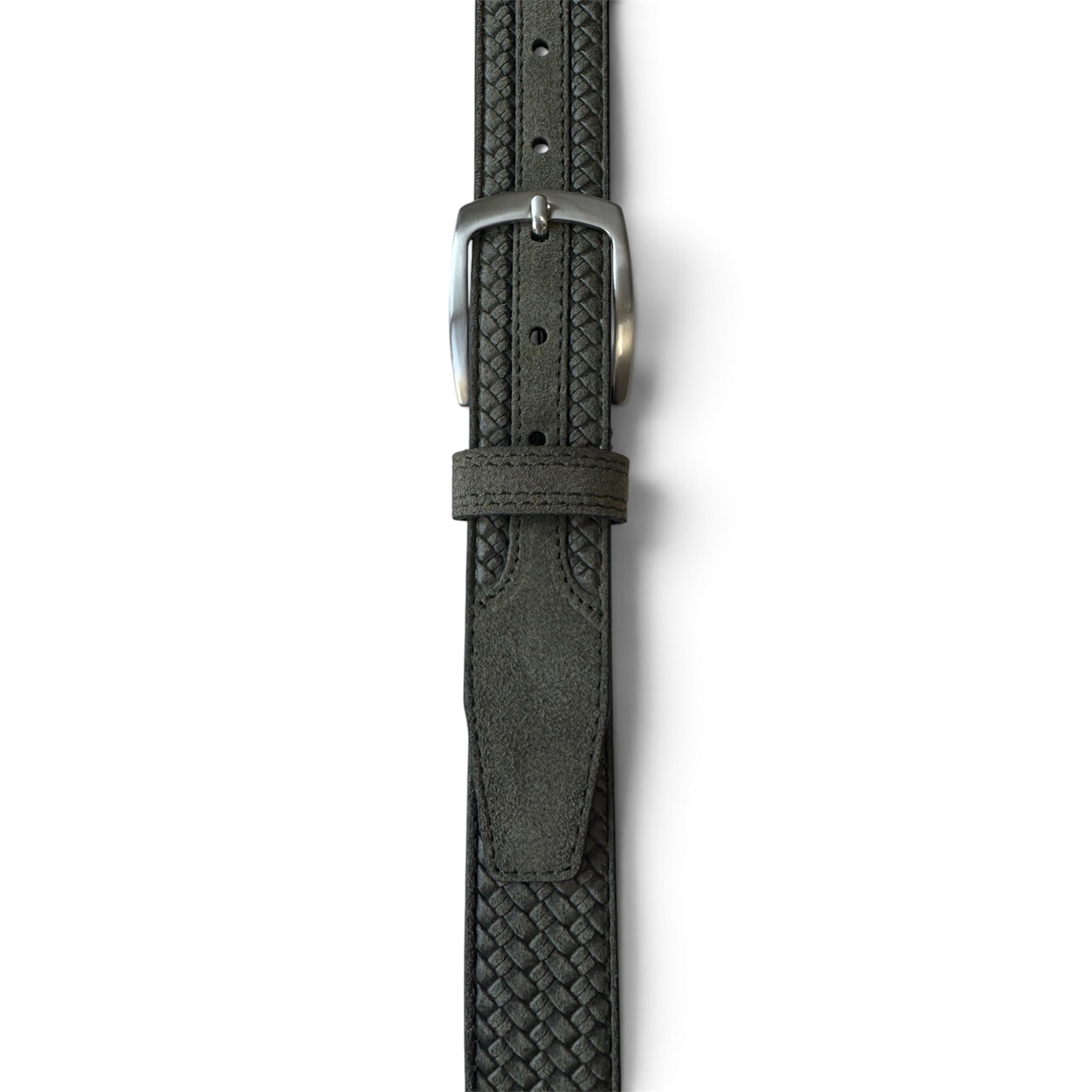 OLIVE GREEN WEAVE EMBOSSED SUEDE BELT 35MM (Copy)