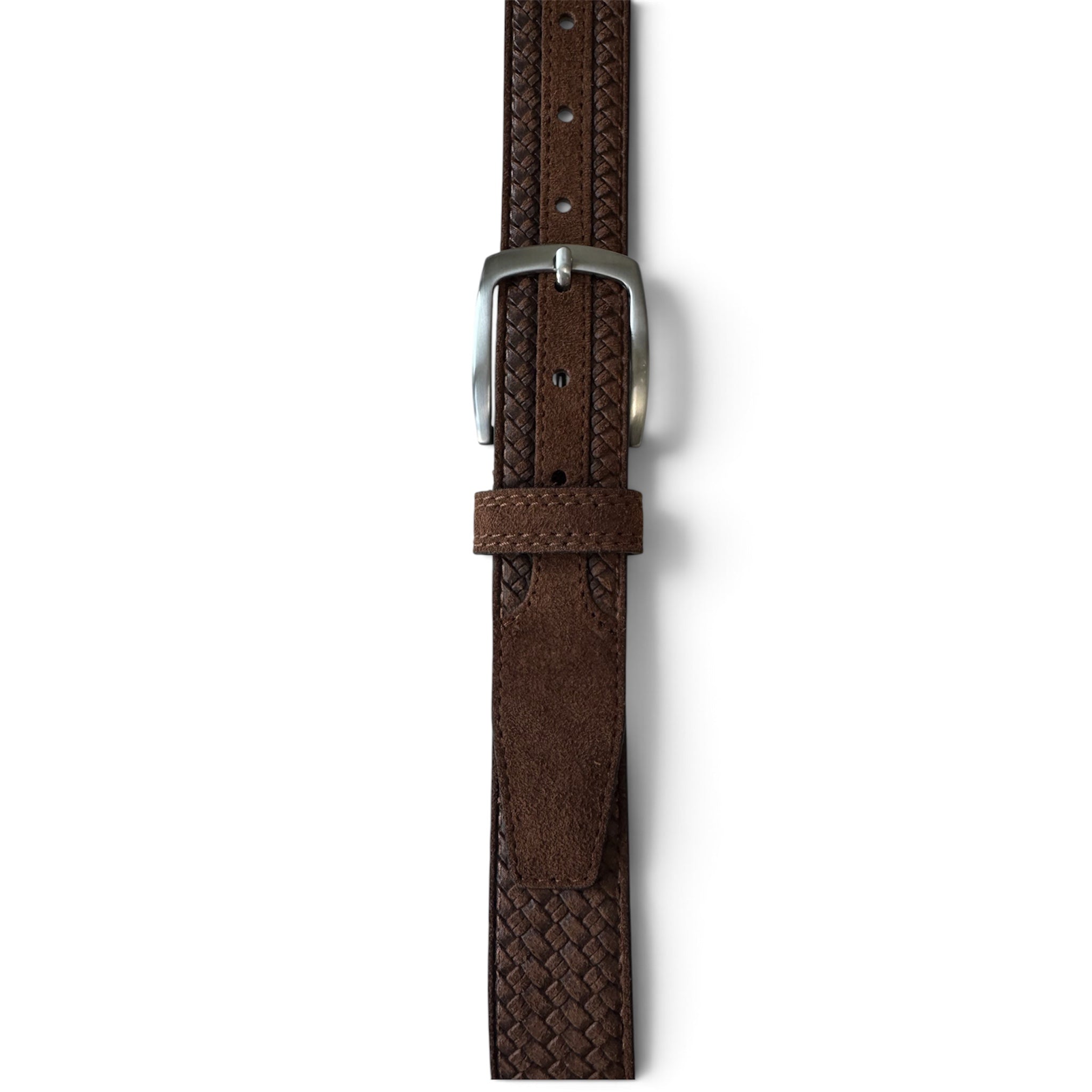 BROWN WEAVE EMBOSSED SUEDE BELT 35MM