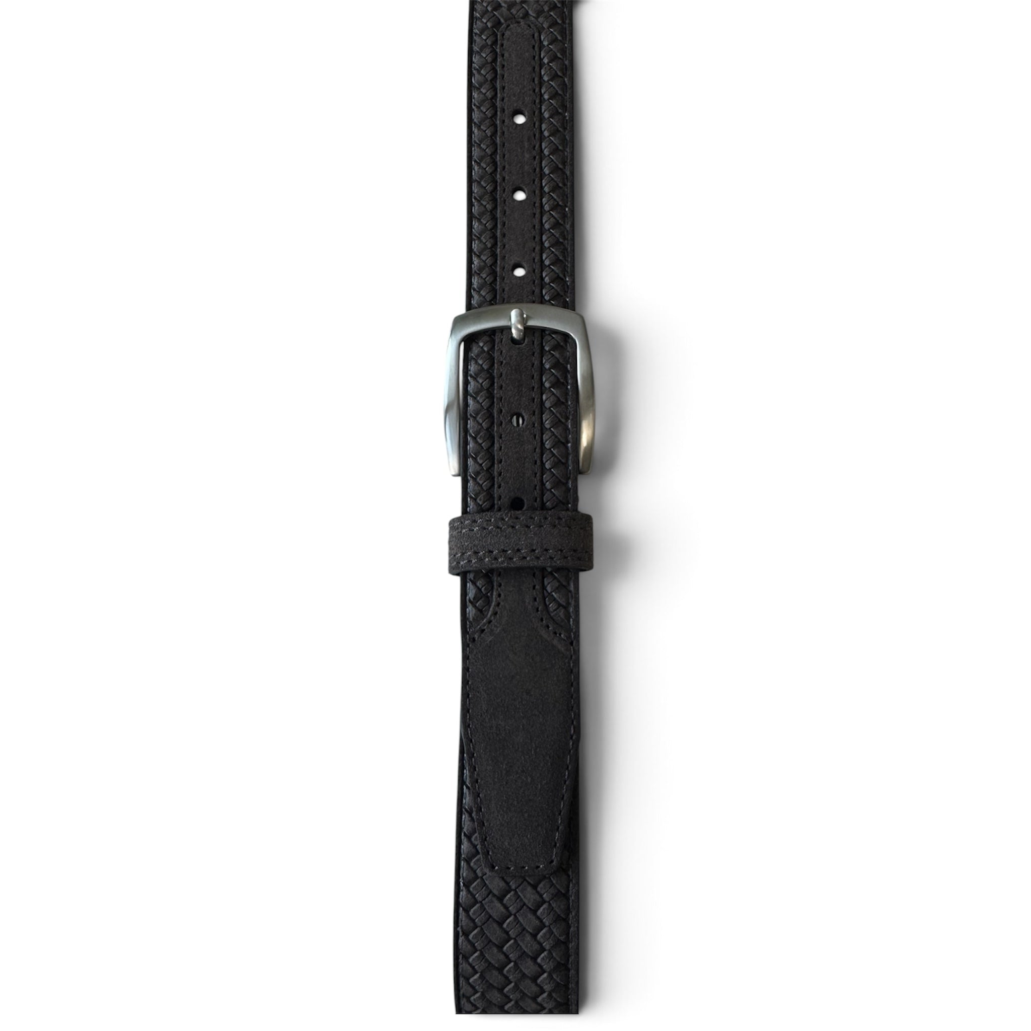 GREY WEAVE EMBOSSED SUEDE BELT 35MM