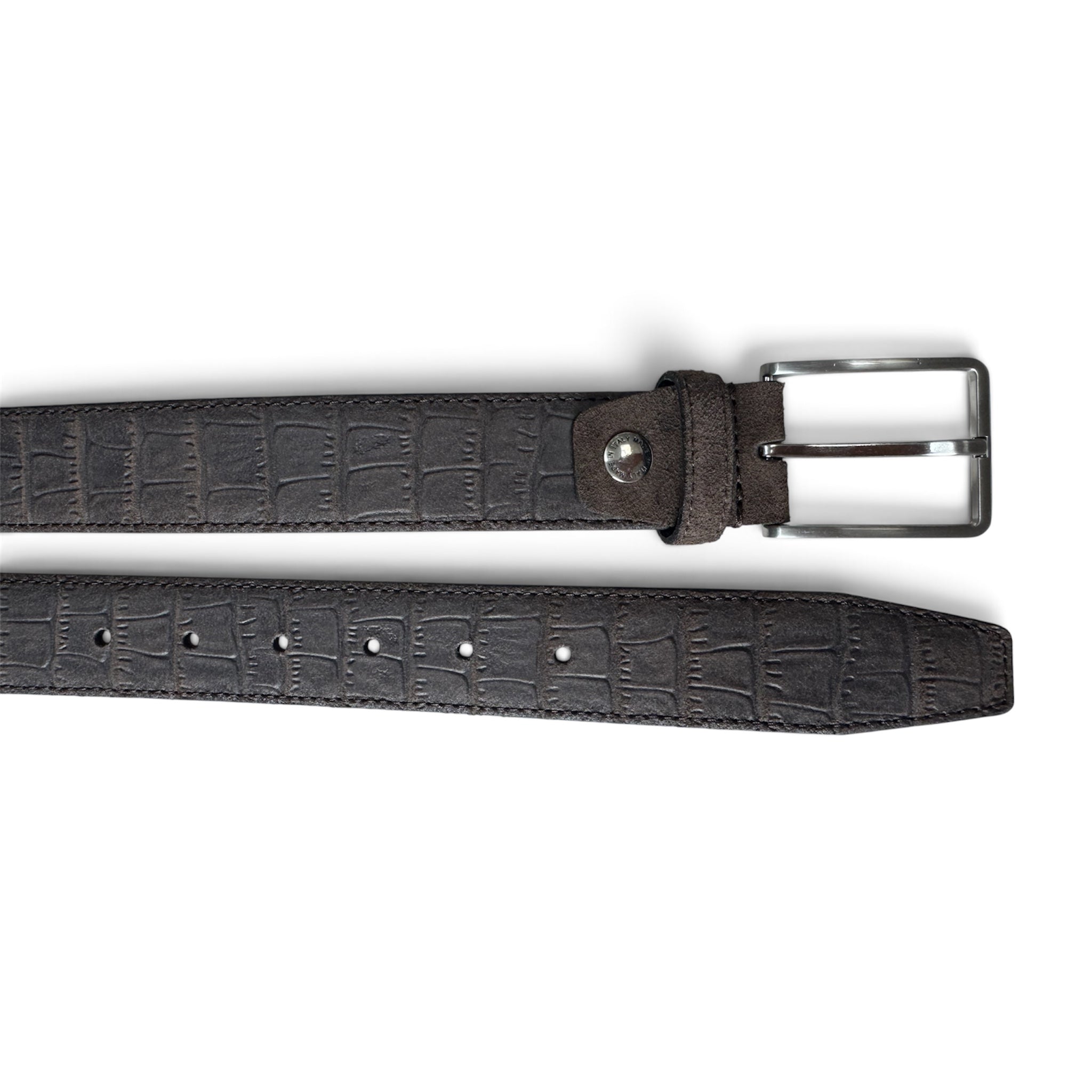 DARK BROWN SUEDE NUBUCK CROCODILE 35MM