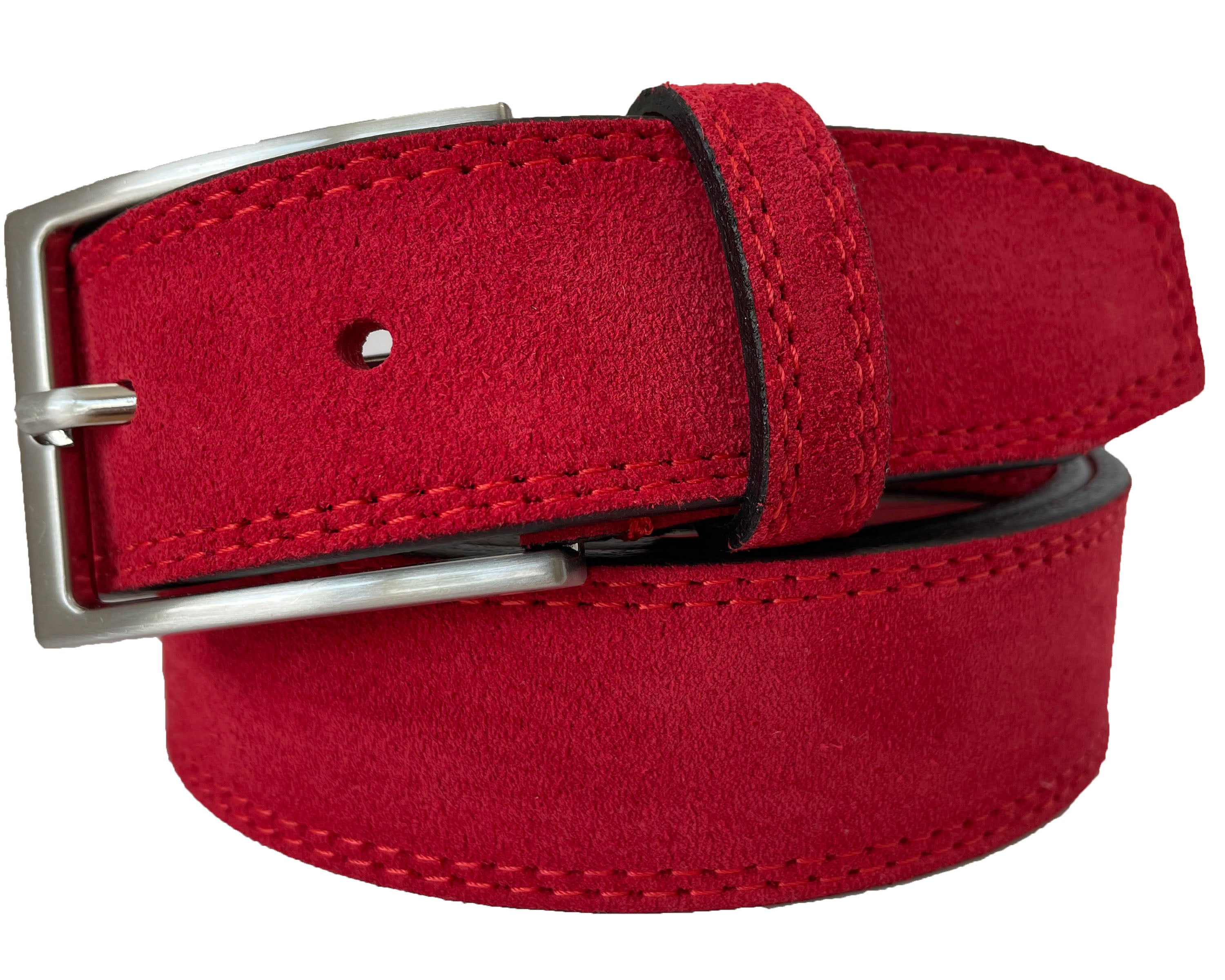 PLUS SIZE RED SUEDE BELT 35MM XXXL & XXXXL