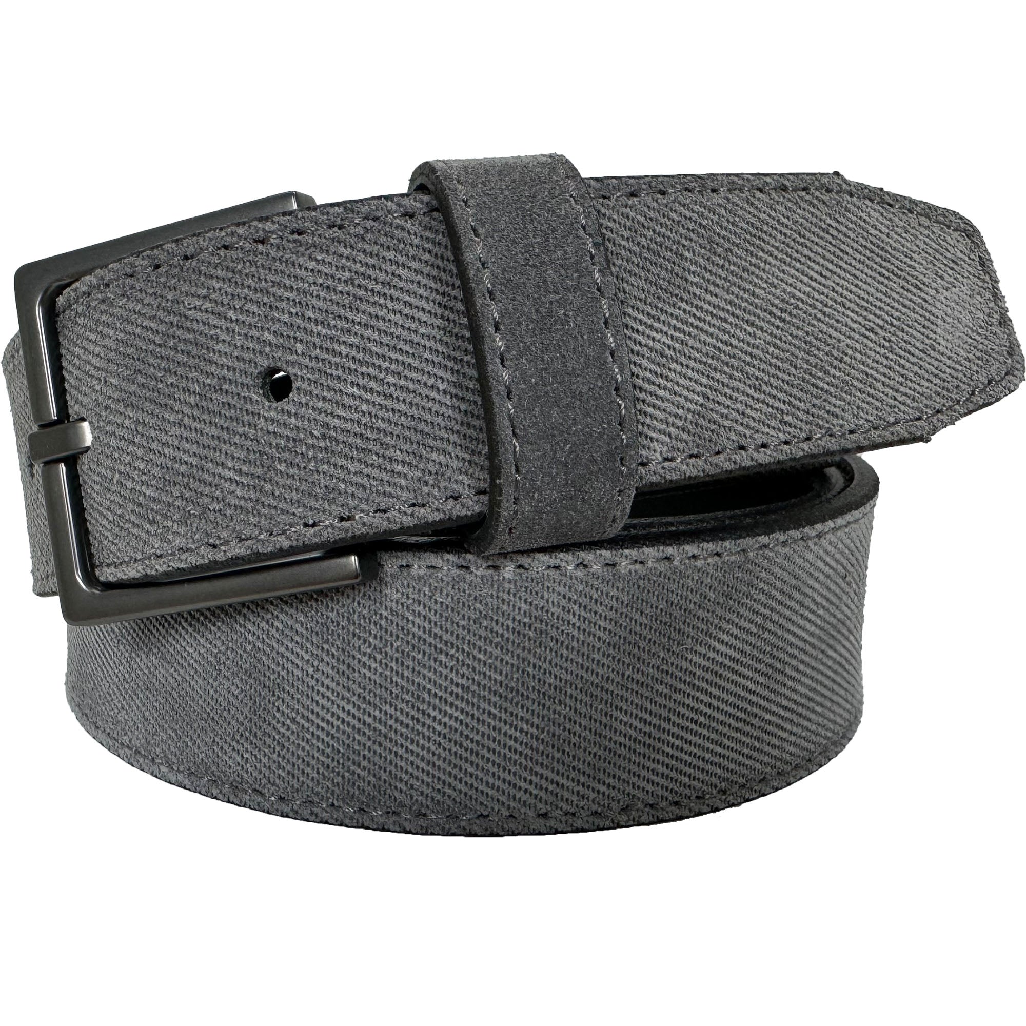 GREY TEXTURE EMBOSSED SUEDE BELT 35MM