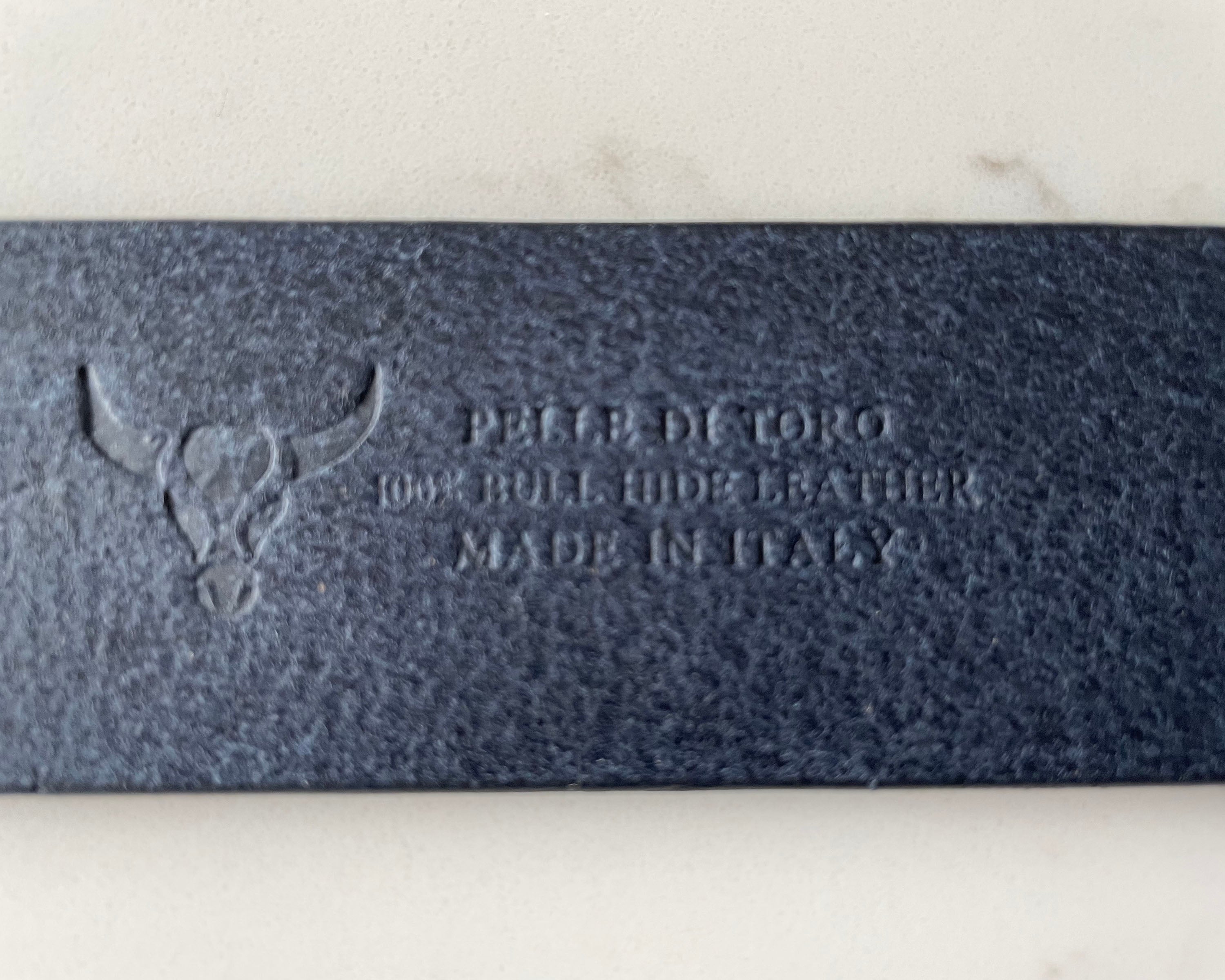 DARKEST NAVY ZIG ZAG 40MM BULL HIDE LEATHER BELT