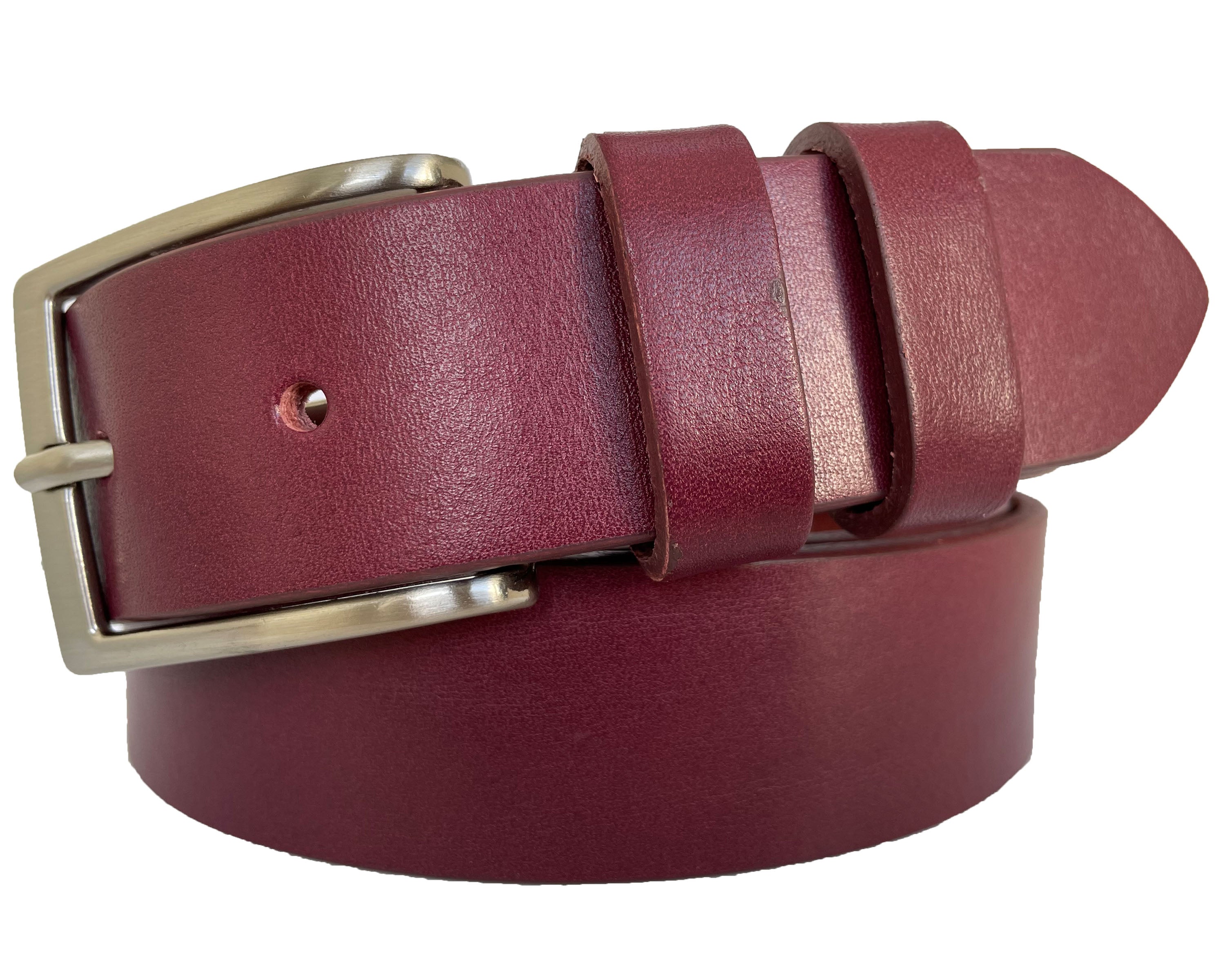 BURGUNDY 35MM CLASSIC HIDE LEATHER BELT