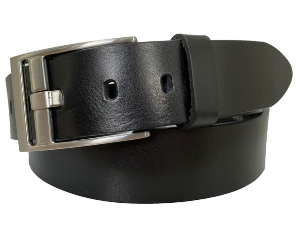 Black 40mm Hide Leather Belt Flat Prong Buckle – Italian Belt Company