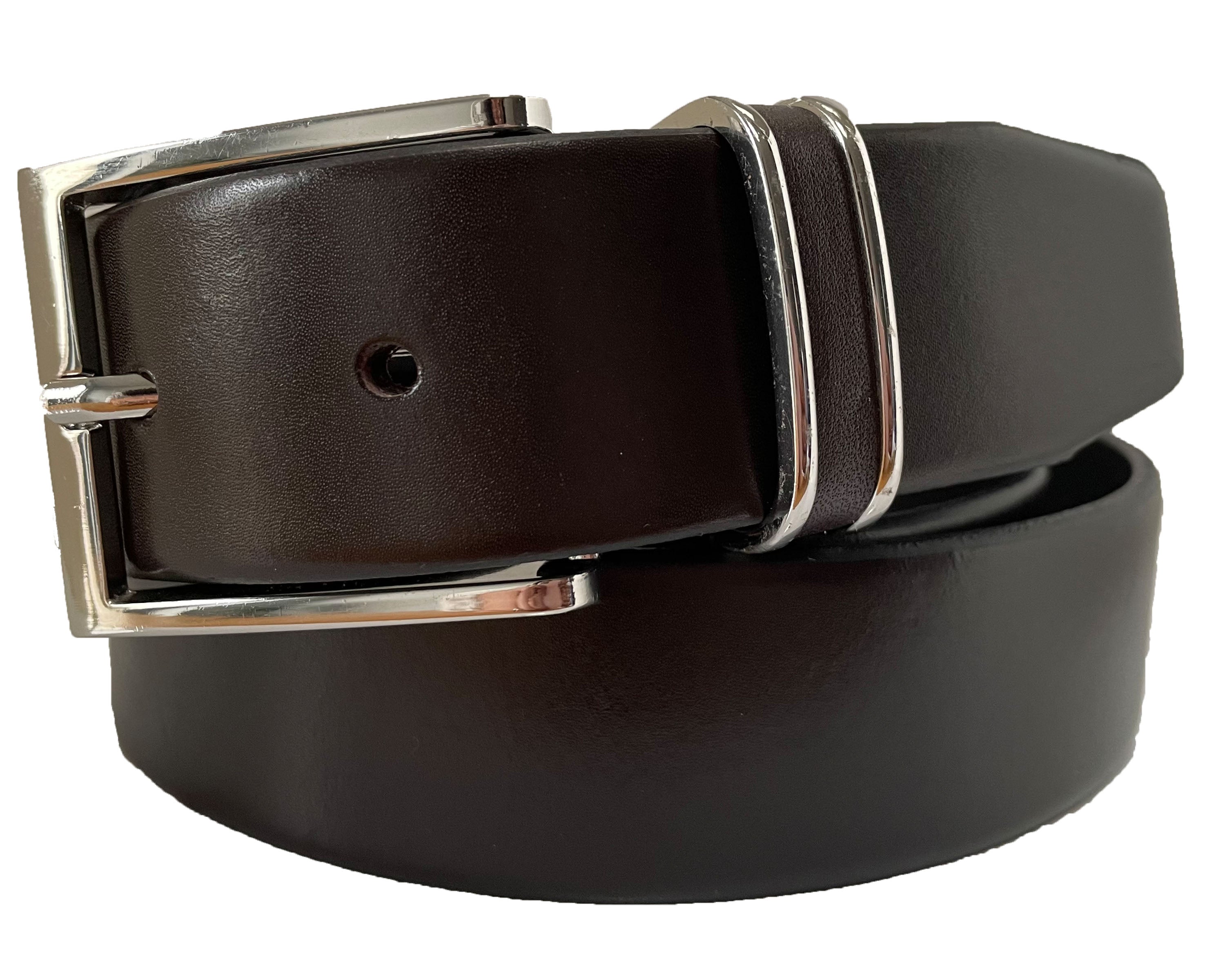 BROWN 35MM CLASSIC HIDE METAL ACCENT LOOP LEATHER BELT