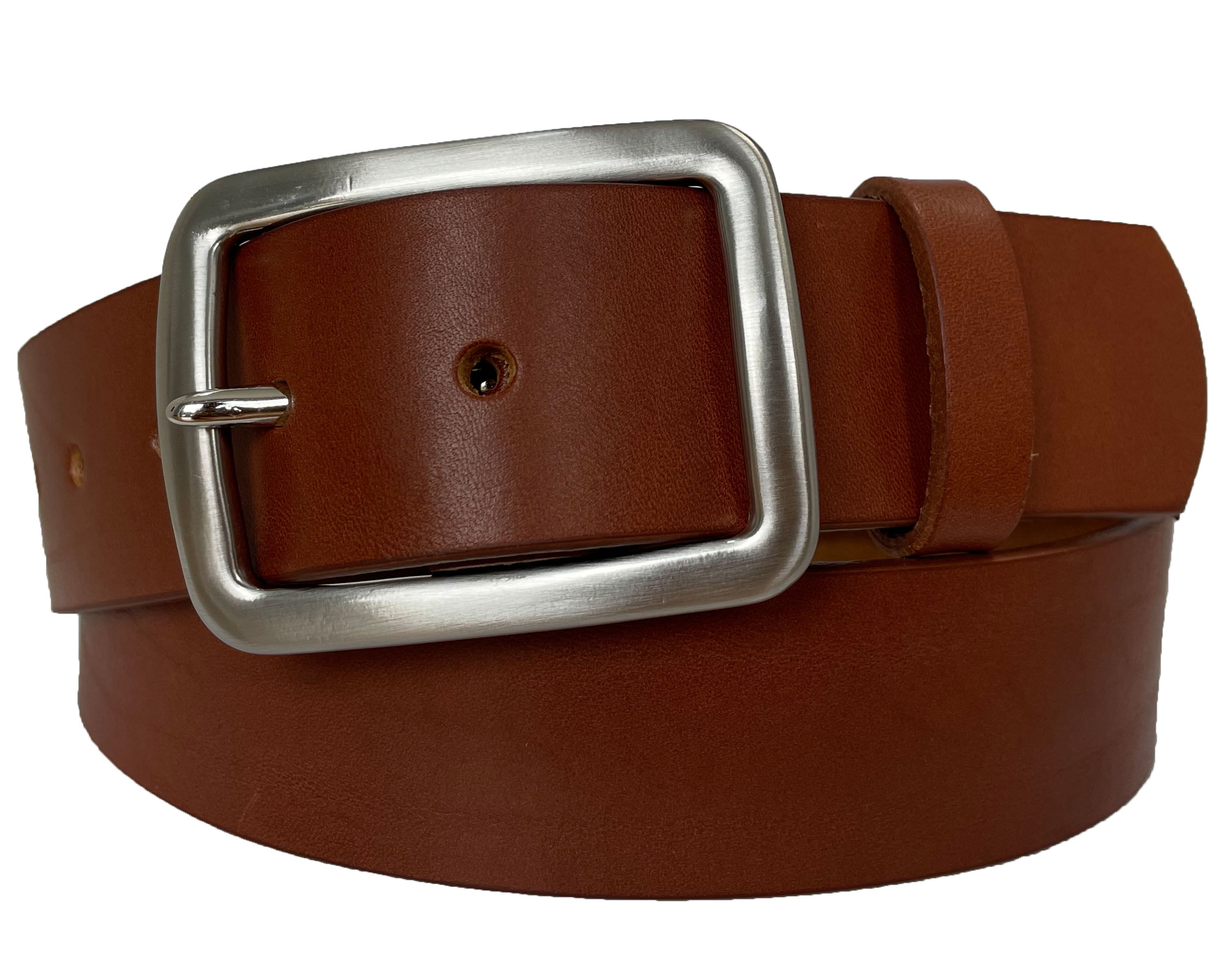 COGNAC TAN 40MM HIDE LEATHER BELT RECTANGLE BUCKLE