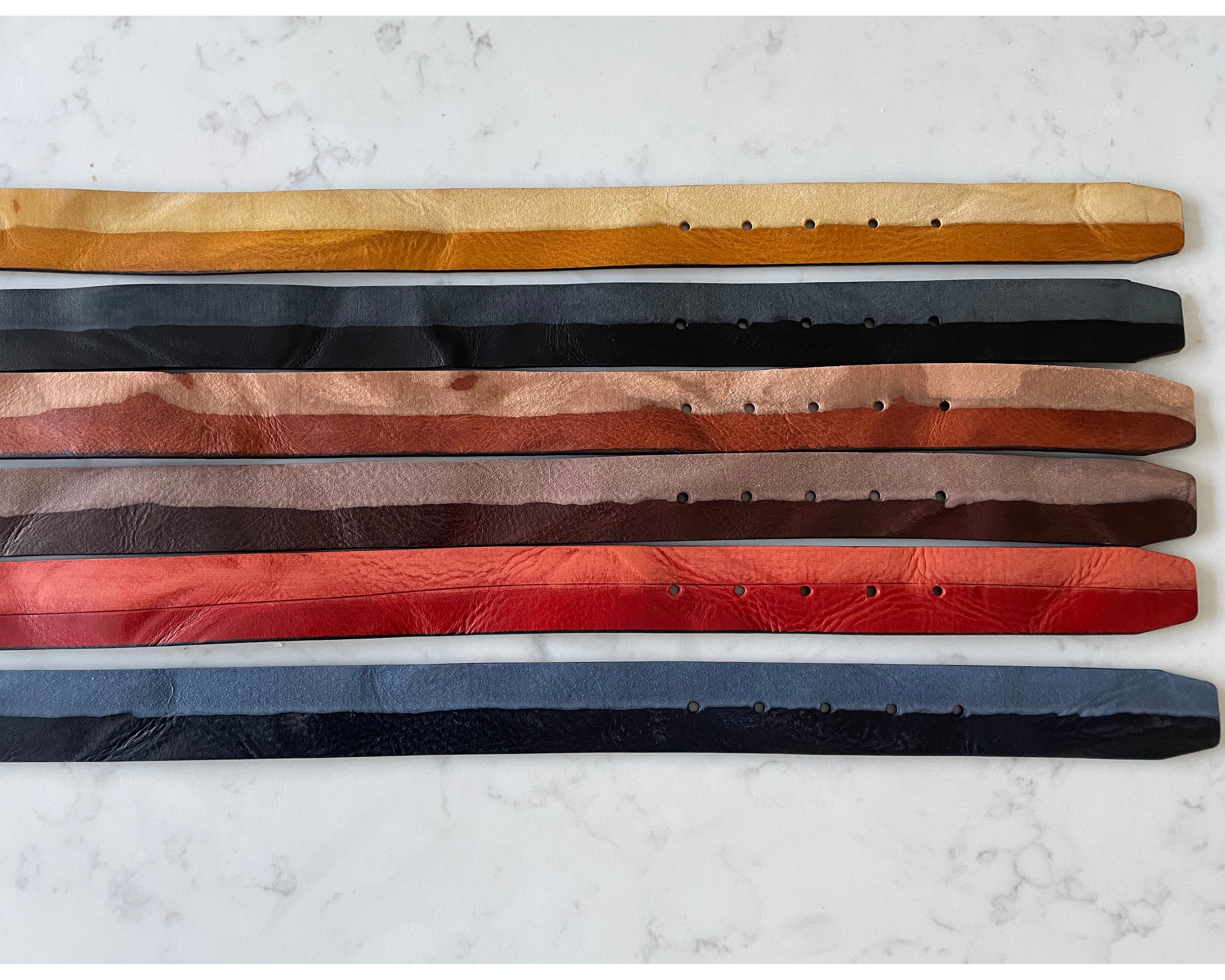 TWO TONE STONE WASHED RED 35MM DISTRESSED HIDE LEATHER BELT