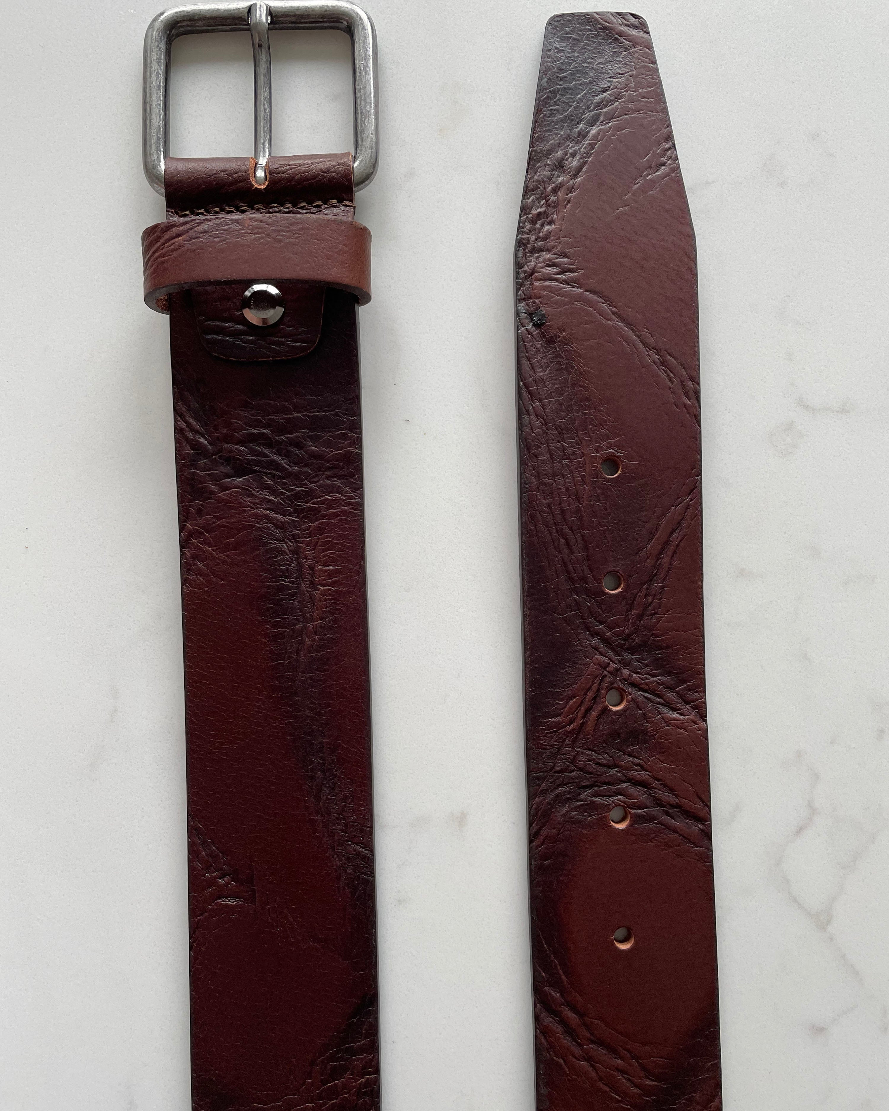 BROWN DISTRESSED HIDE 40MM LEATHER BELT