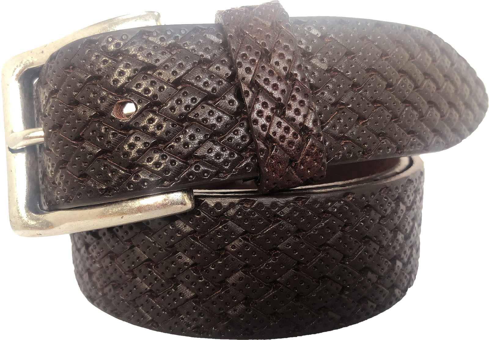 BROWN 35MM BRAIDED PRINT HIDE LEATHER