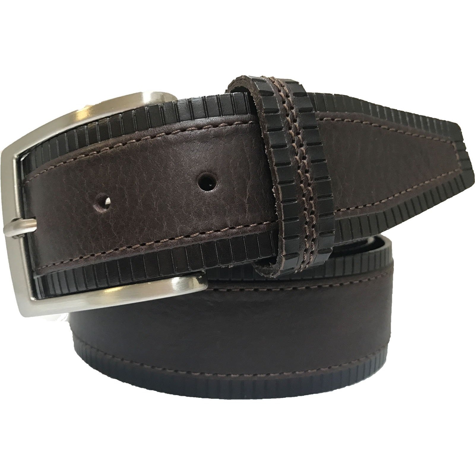 BROWN 40MM SQUARED HIDE LEATHER BELT