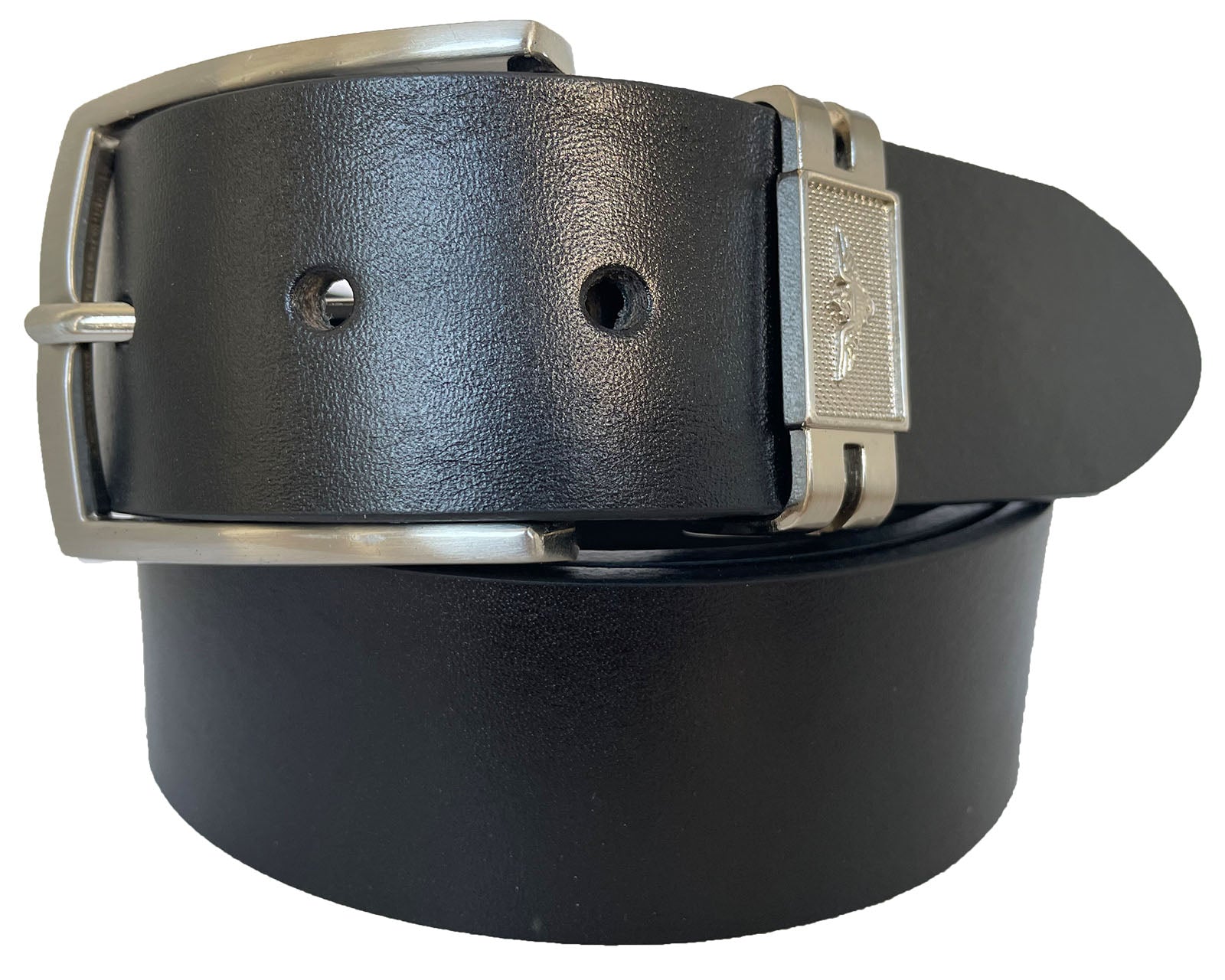 BLACK METAL EAGLE LOOP LEATHER BELT 40MM