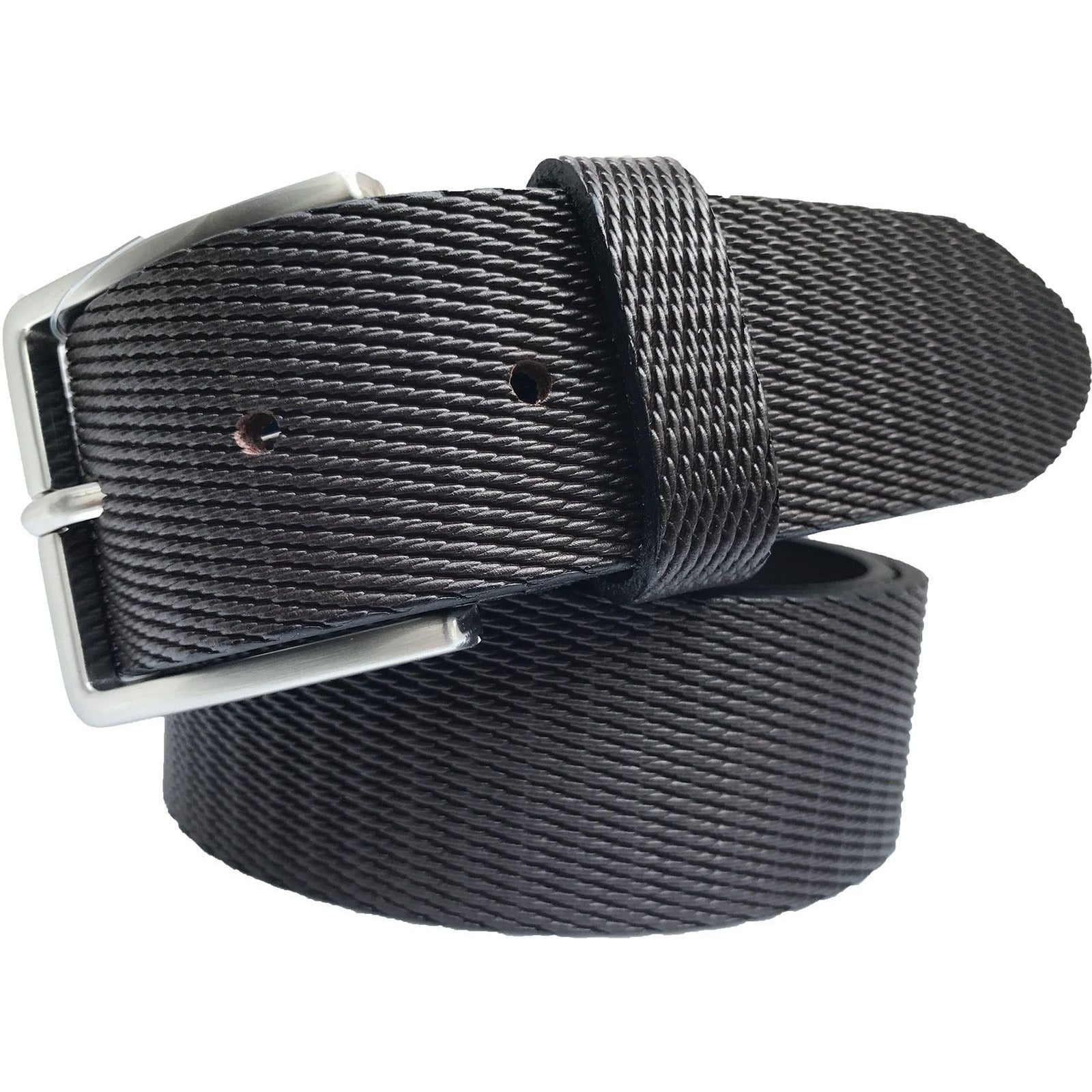 BROWN 40MM DIAMOND EMBOSSED LEATHER BELT