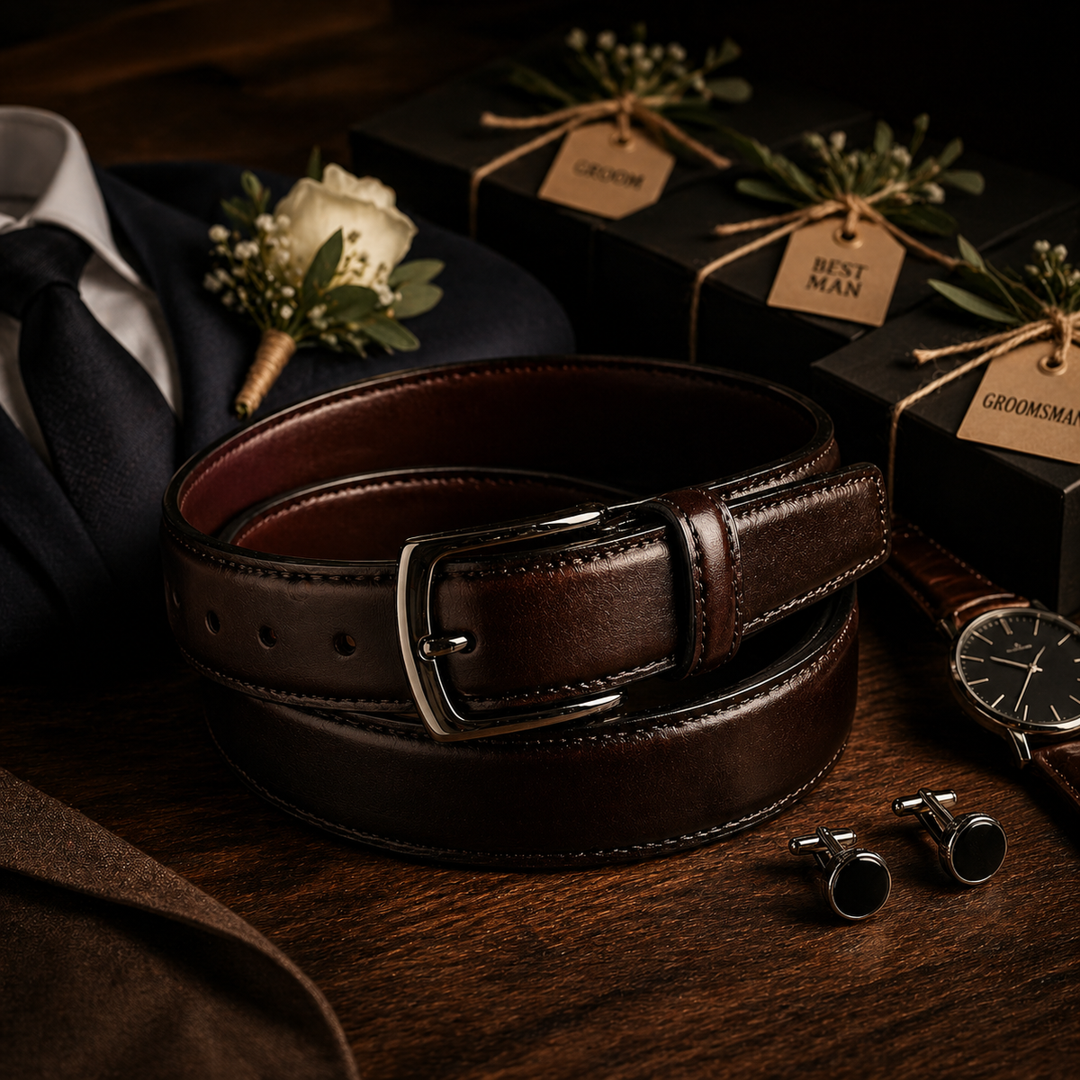 Groom & Groomsmen Accessories Guide: Wedding Belts & Finishing Touches