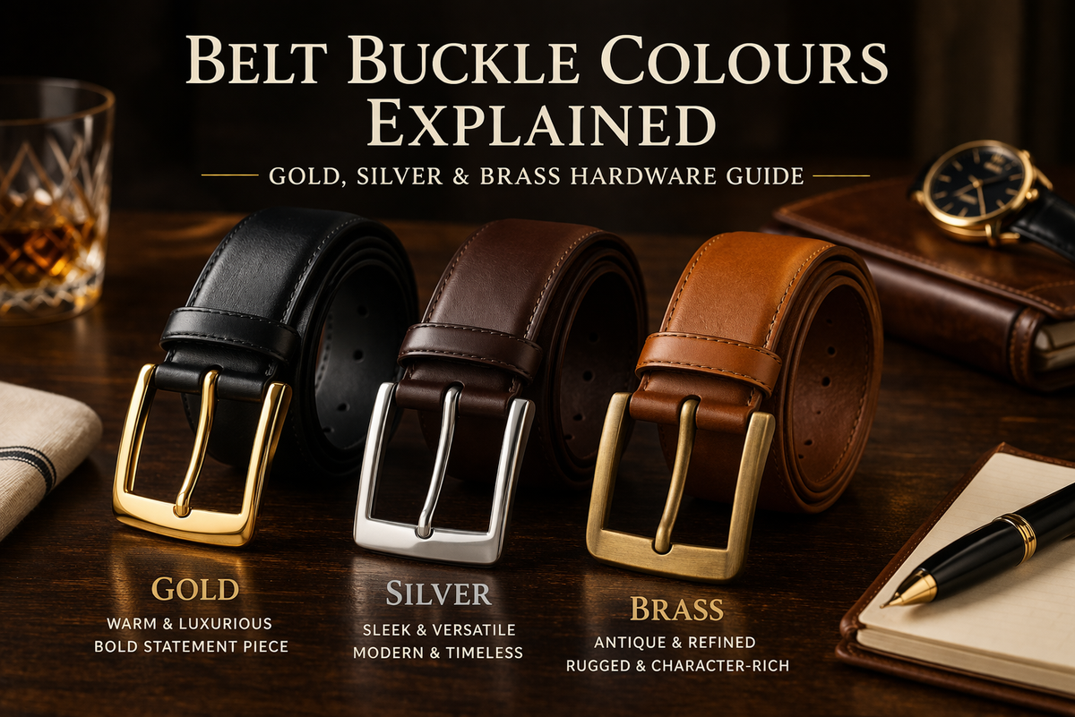 Belt Buckle Colours Explained: Gold, Silver & Brass Hardware Guide