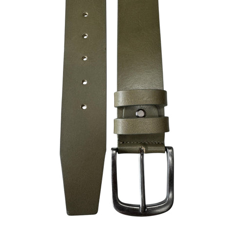 EXTRA WIDE OLIVE GREEN 43MM BULL HIDE LEATHER BELT GUN METAL BUCKLE
