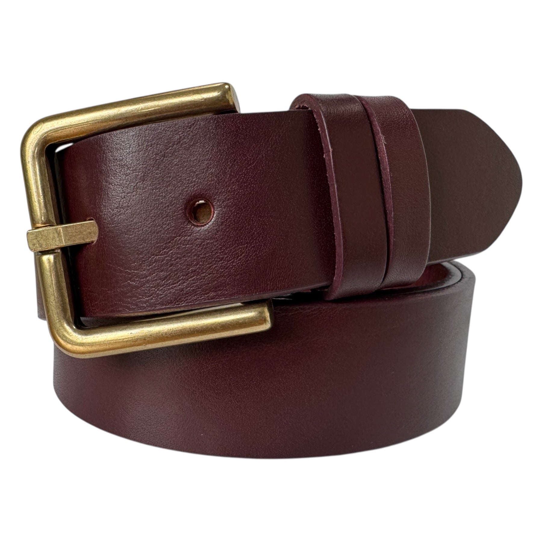 OX BLOOD BURGUNDY 40MM CLASSIC BULL HIDE HIDE LEATHER BELT BRASS BUCKLE