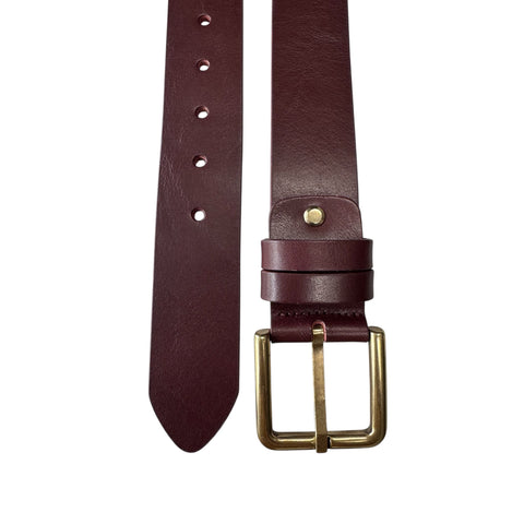 OX BLOOD BURGUNDY 40MM CLASSIC BULL HIDE HIDE LEATHER BELT BRASS BUCKLE