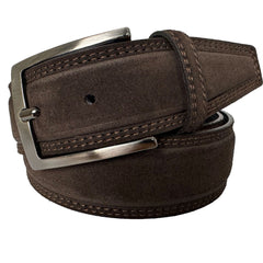 BROWN 40MM DOUBLE STITCHED SUEDE BELT