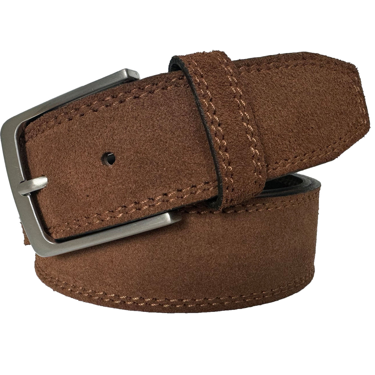 IMPERFECTLY PERFECT – CHOCOLATE  BROWN SUEDE LEATHER BELT – 40MM