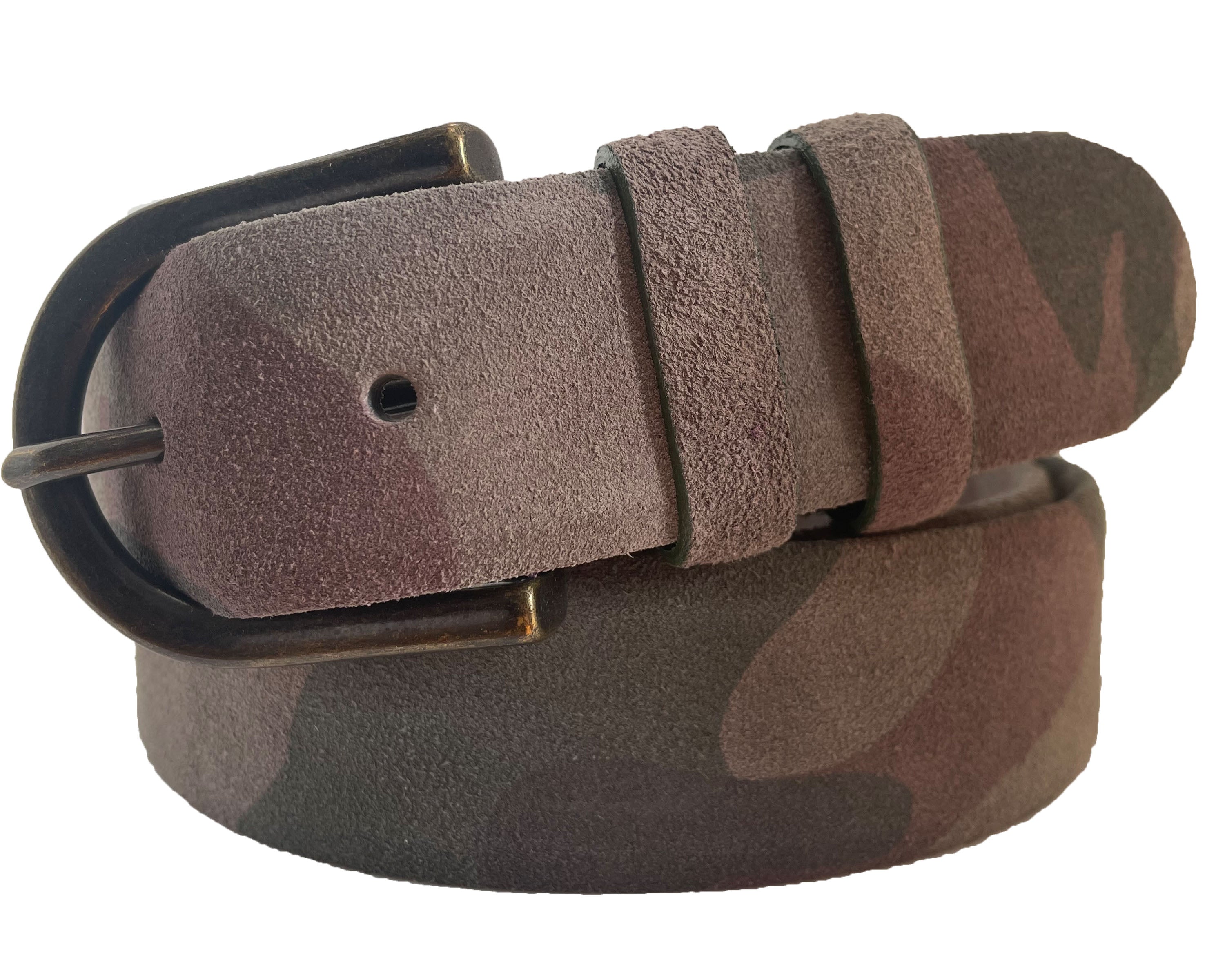CAMOUFLAGE TAUPE SUEDE BELT 35MM
