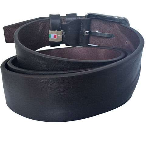 DARK BROWN DISTRESSED HIDE 40MM LEATHER BELT