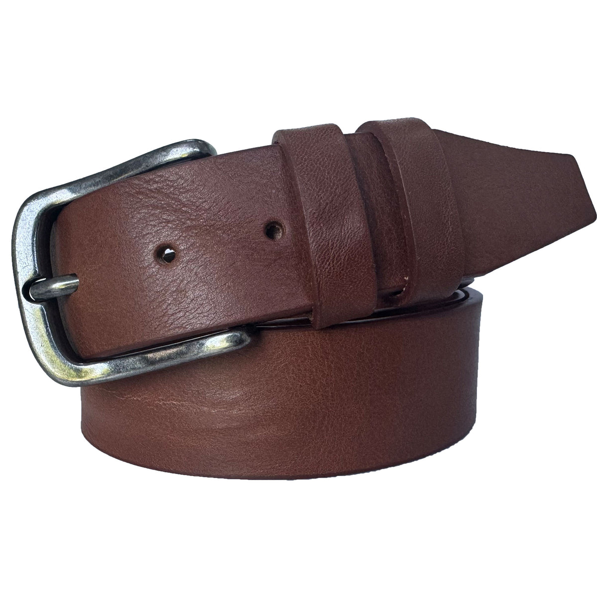 Cognac Tan 40mm Italian Leather Belt Distressed Finish