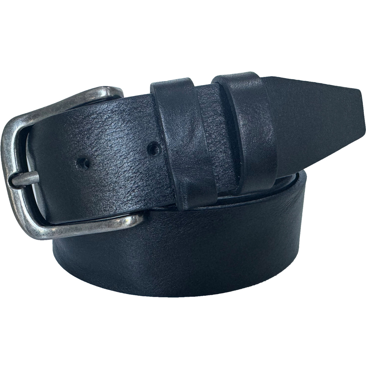 Black 40mm Italian Leather Belt Distressed Finish