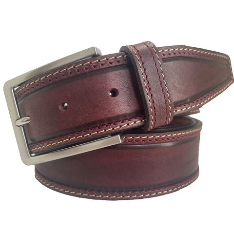 OX BLOOD DOUBLE STITCHED 40MM CLASSIC HIDE LEATHER BELT