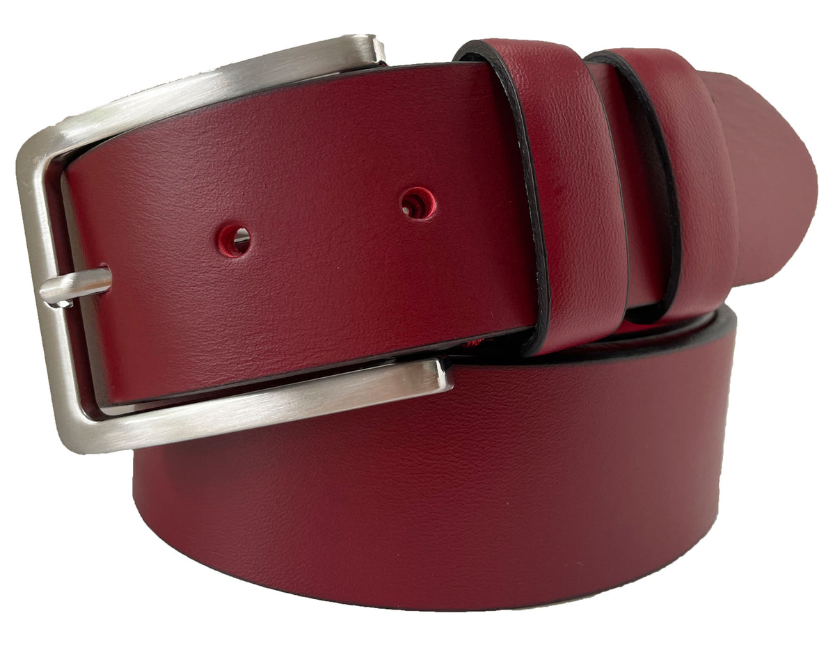 Deep Red 40mm Italian Leather Belt