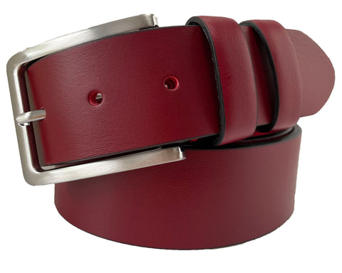 DEEP RED 40MM CLASSIC HIDE LEATHER BELT